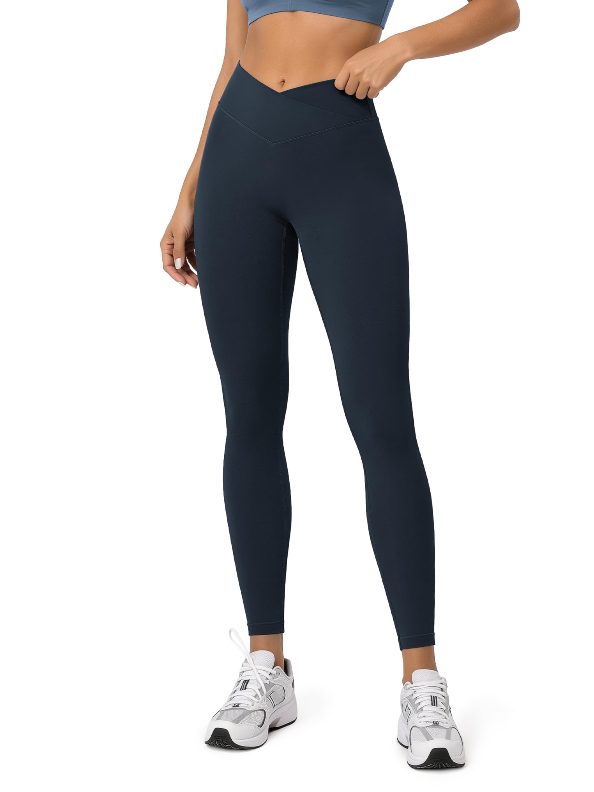ODODOS Hidden Scrunch Butt Lifting Crossover Leggings for Women - 25" / 27" / 29" No Front Seam High Waist Yoga Pants