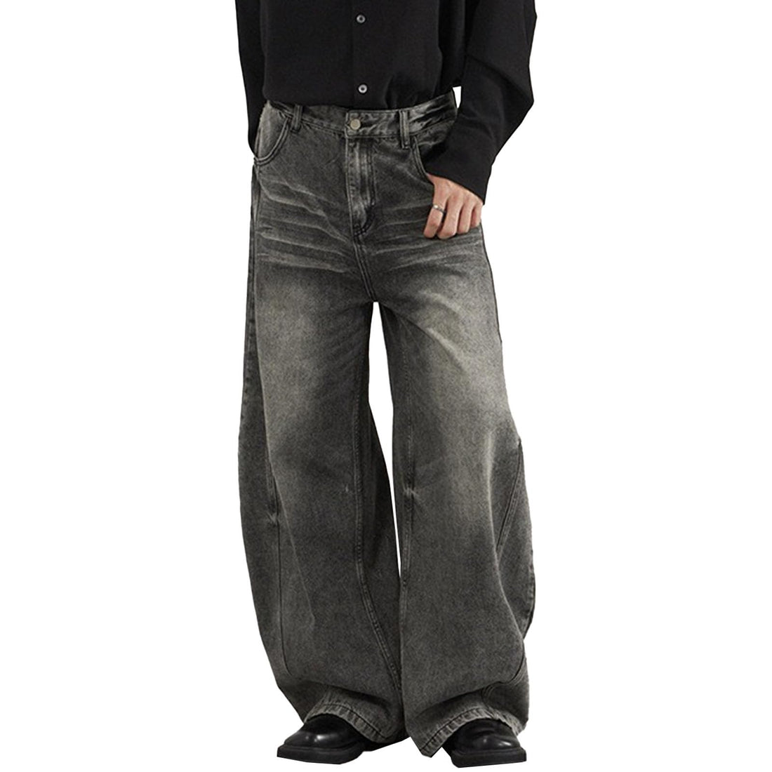 Mens Baggy Jeans Y2k Wide Leg Loose Fit Jeans Streetwear Denim Washed Hip Hop Pants