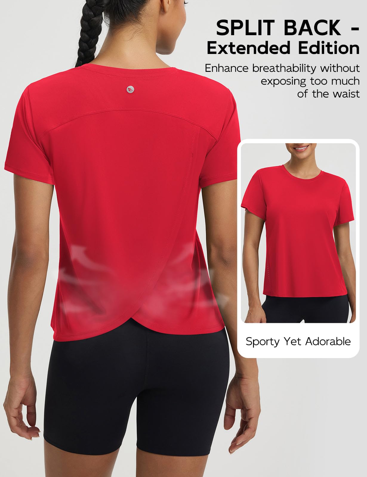 baleaf Women's Athletic Tops Short Sleeve Workout Shirts | Quick Dry, Moisture-wicking, Breathable, Lightweight, Stretchy, Sun Protection, Crew Neck, for Running, Gym, Tennis, Yoga