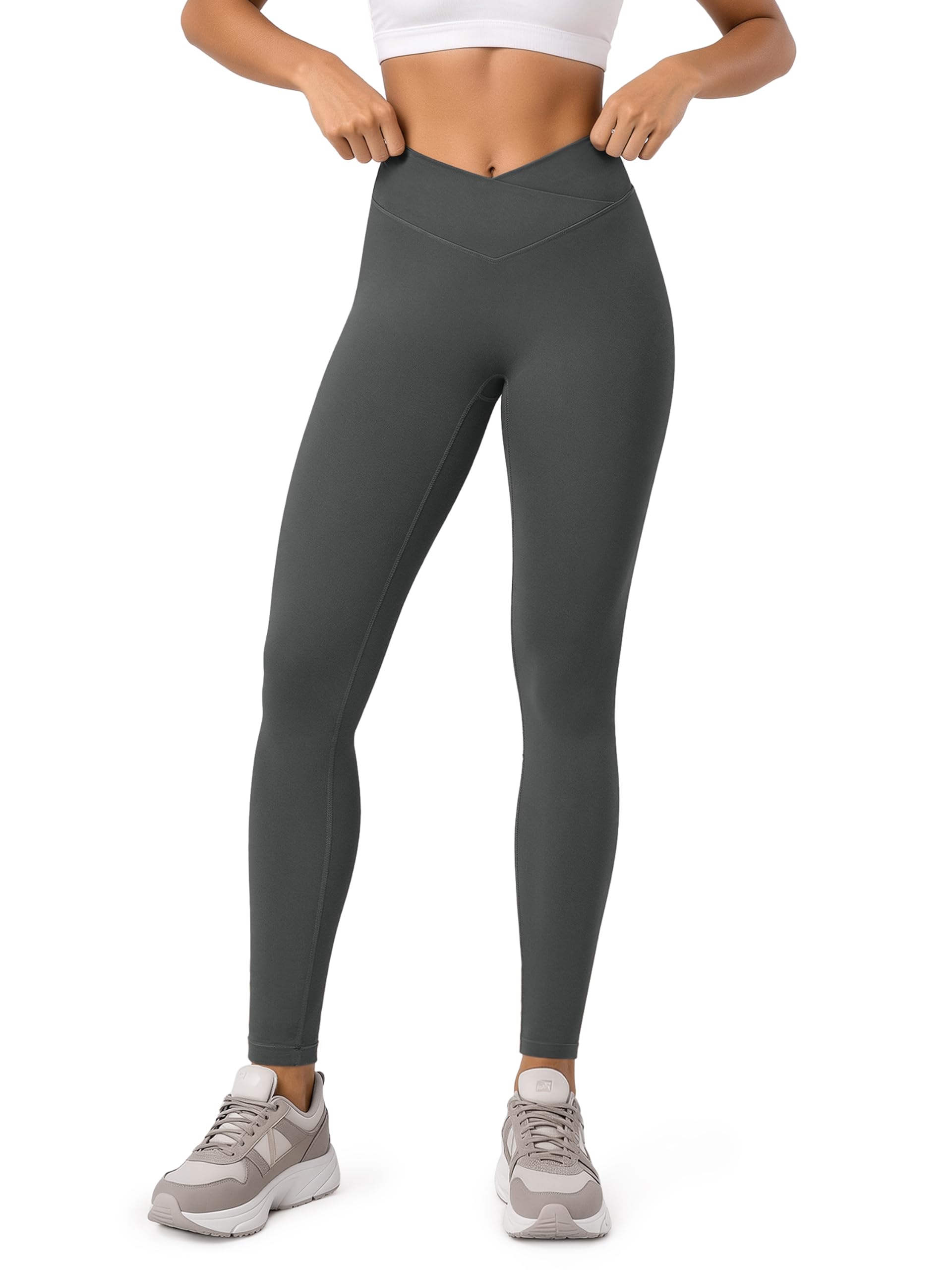 ODODOS Hidden Scrunch Butt Lifting Crossover Leggings for Women - 25" / 27" / 29" No Front Seam High Waist Yoga Pants