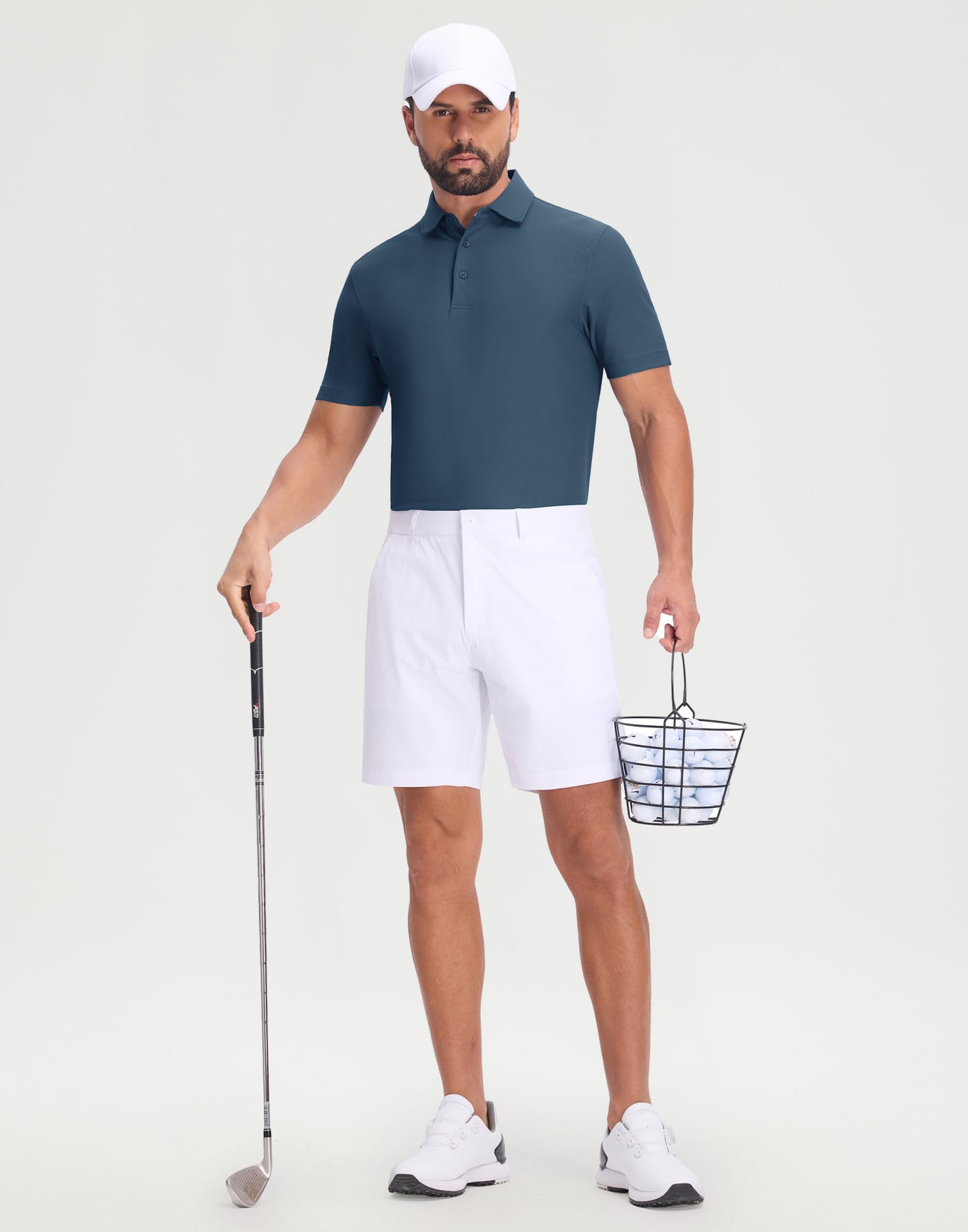 M MAELREG Golf Shirts for Men Dry Fit Waffle Textured Collared Short Sleeve Moisture Wicking Casual Sports Mens Polo Shirts