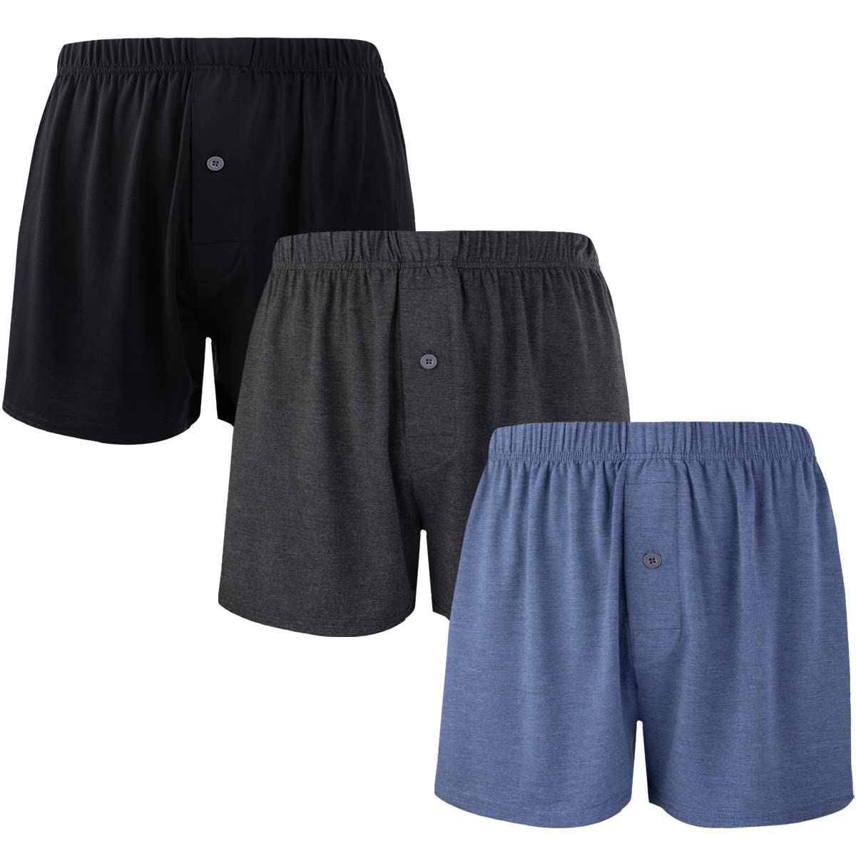 BAMBOO COOL Mens Boxers Short Classic Fit Soft Casual Underwear Loose Breathable Boxer Shorts for Men