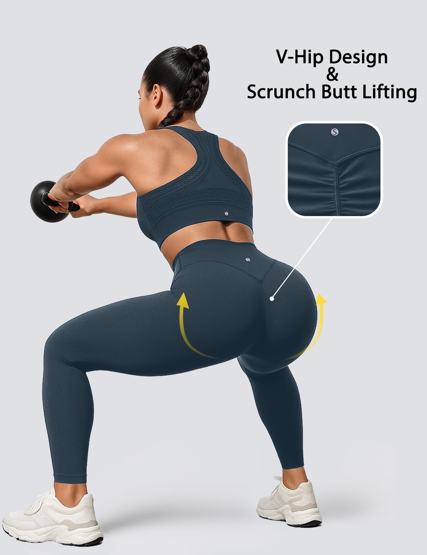 Sogetdo Yoga Leggings for Women Hidden Scrunch Butt Non See Through High Waisted No Front Seam Athletic Gym Workout Pants