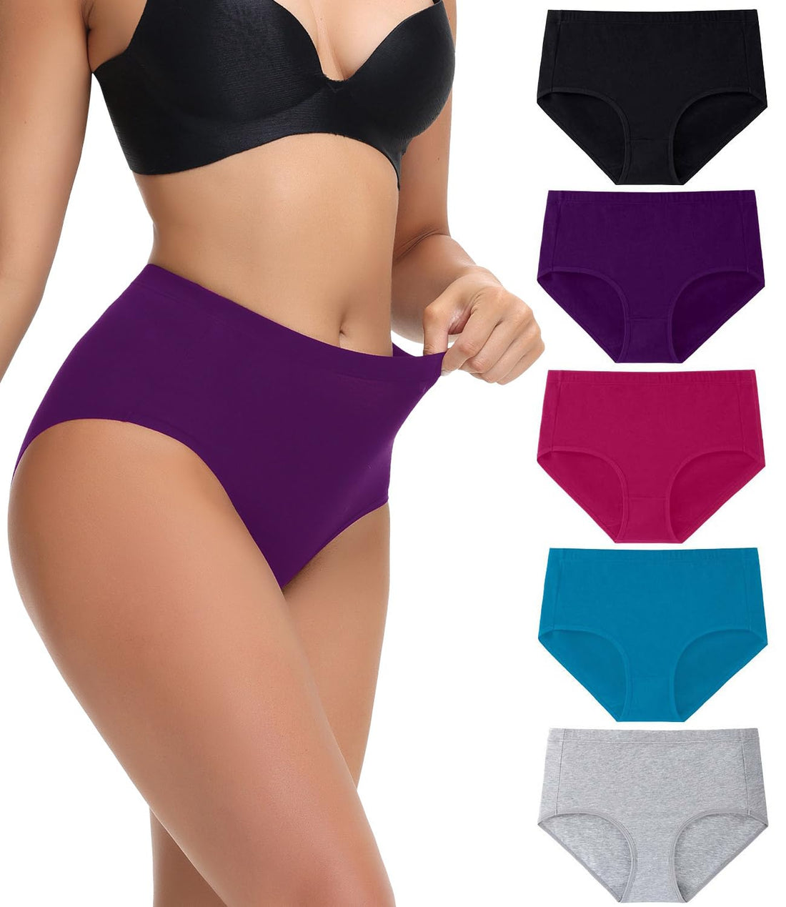 wirarpa Women's Cotton Underwear Full Coverage Cotton Briefs 5 Pack