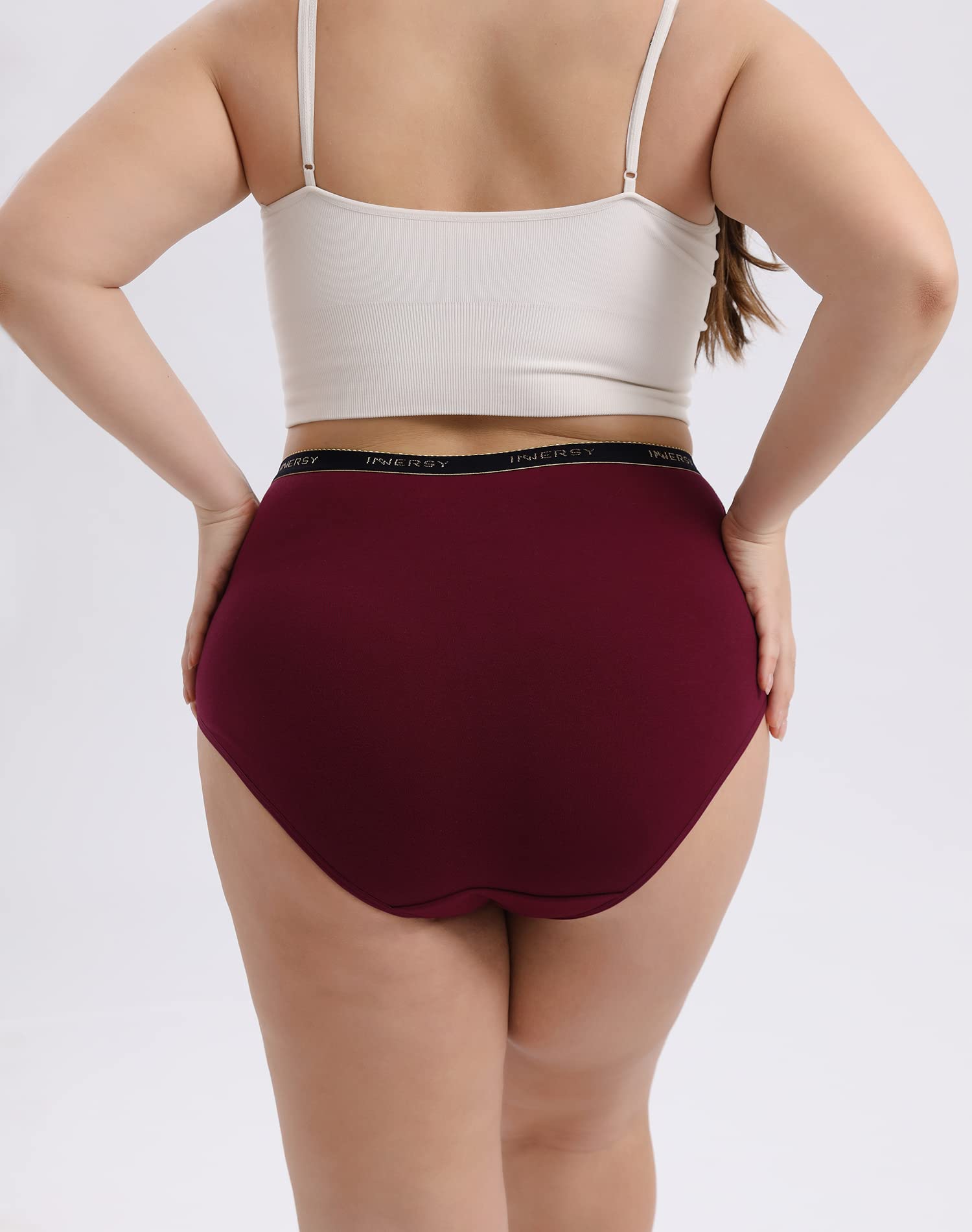INNERSY Plus Size XL-6XL Big Curvy Woman Cotton Underwear High Waist Briefs 5-Pack