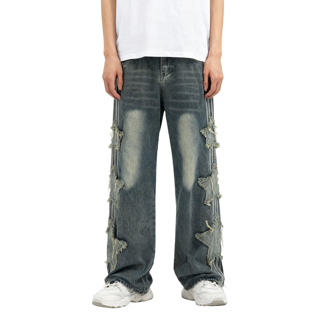 Mens Baggy Jeans Y2k Wide Leg Loose Fit Jeans Streetwear Denim Washed Hip Hop Pants