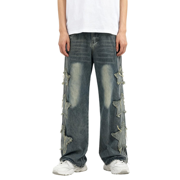 Mens Baggy Jeans Y2k Wide Leg Loose Fit Jeans Streetwear Denim Washed Hip Hop Pants