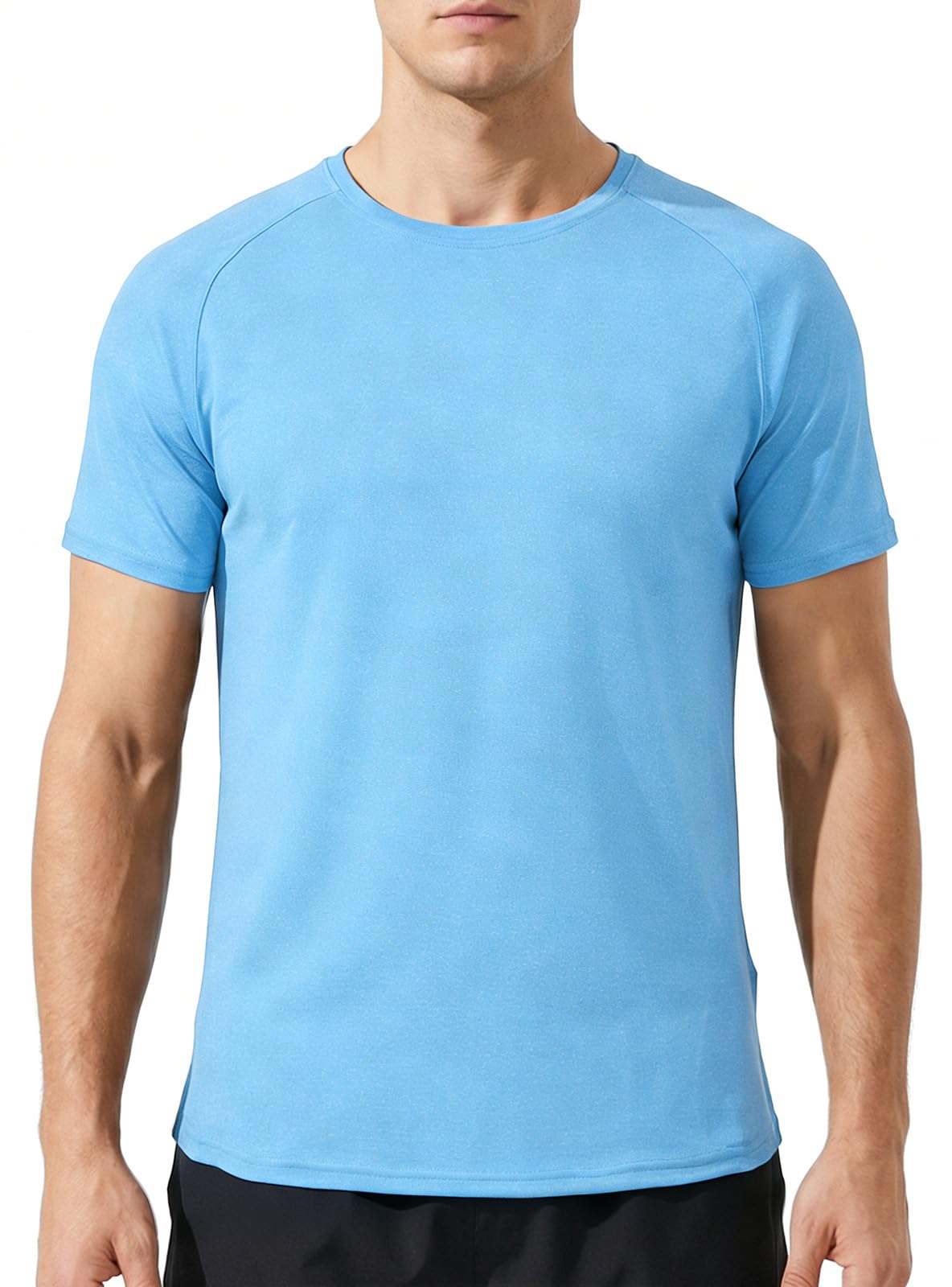Mens Athletic Running Crew Neck Gym T-Shirts Solid Quick Dry Short Sleeve Moisture Wicking Casual Tops Tee Workout