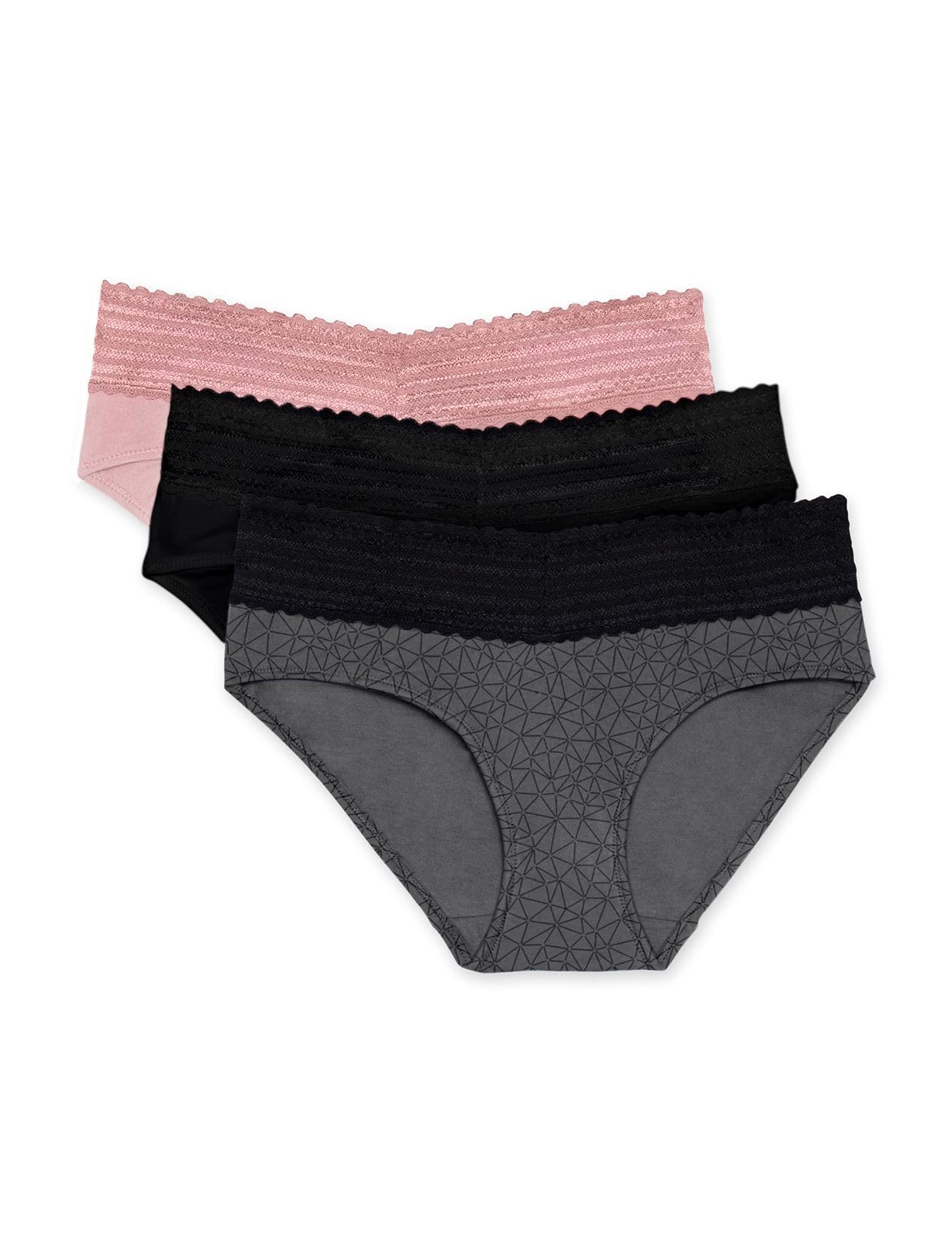 Warner's Women's Blissful Benefits Dig-Free Comfort Waist with Lace Cotton Hipster 3-Pack Ru2263w