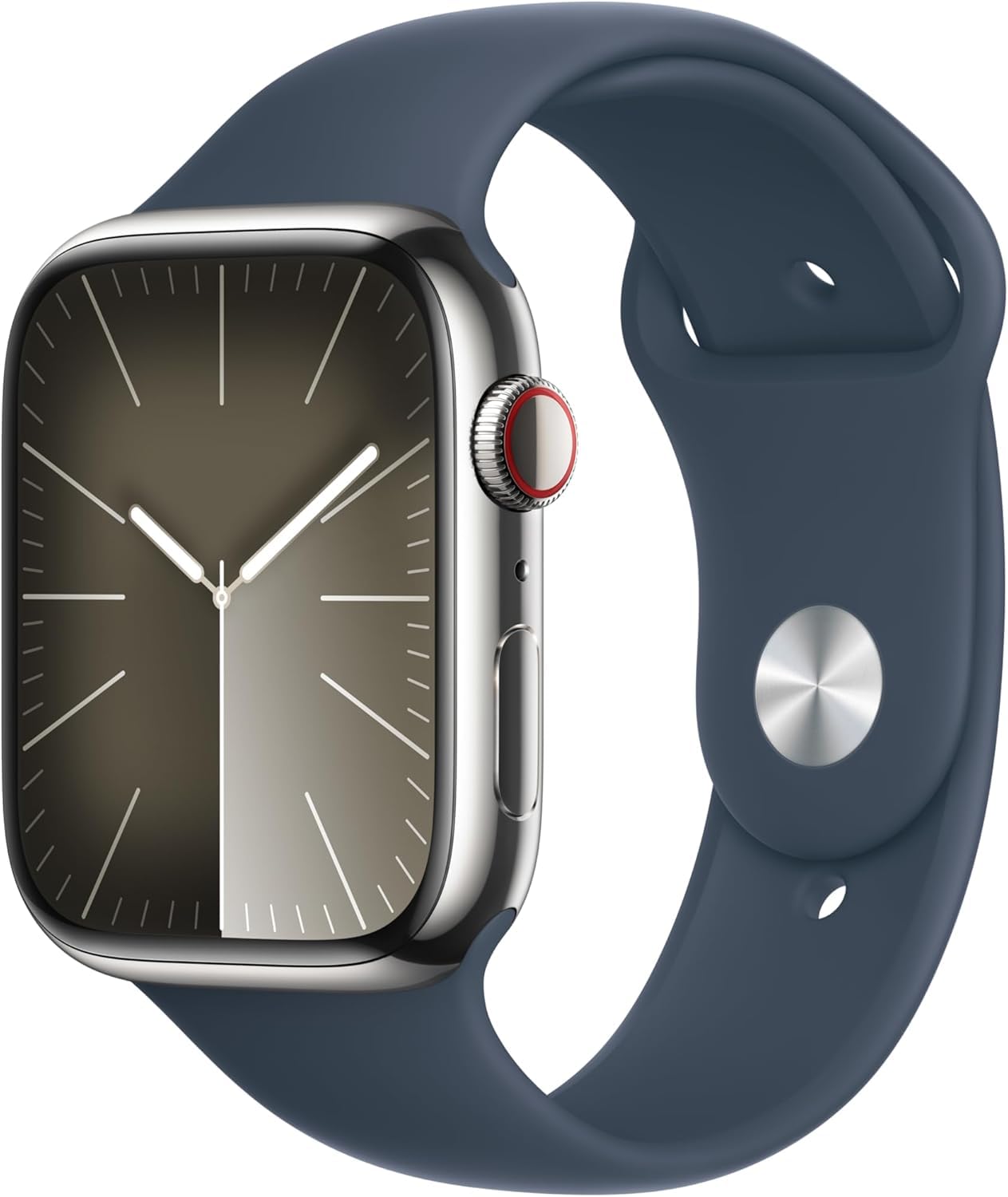 Apple Watch Series 9 [GPS + Cellular 45mm] Smartwatch with Silver Stainless Steel Case with Silver Milanese Loop. Fitness Tracker, Blood Oxygen & ECG Apps, Always-On Retina Display