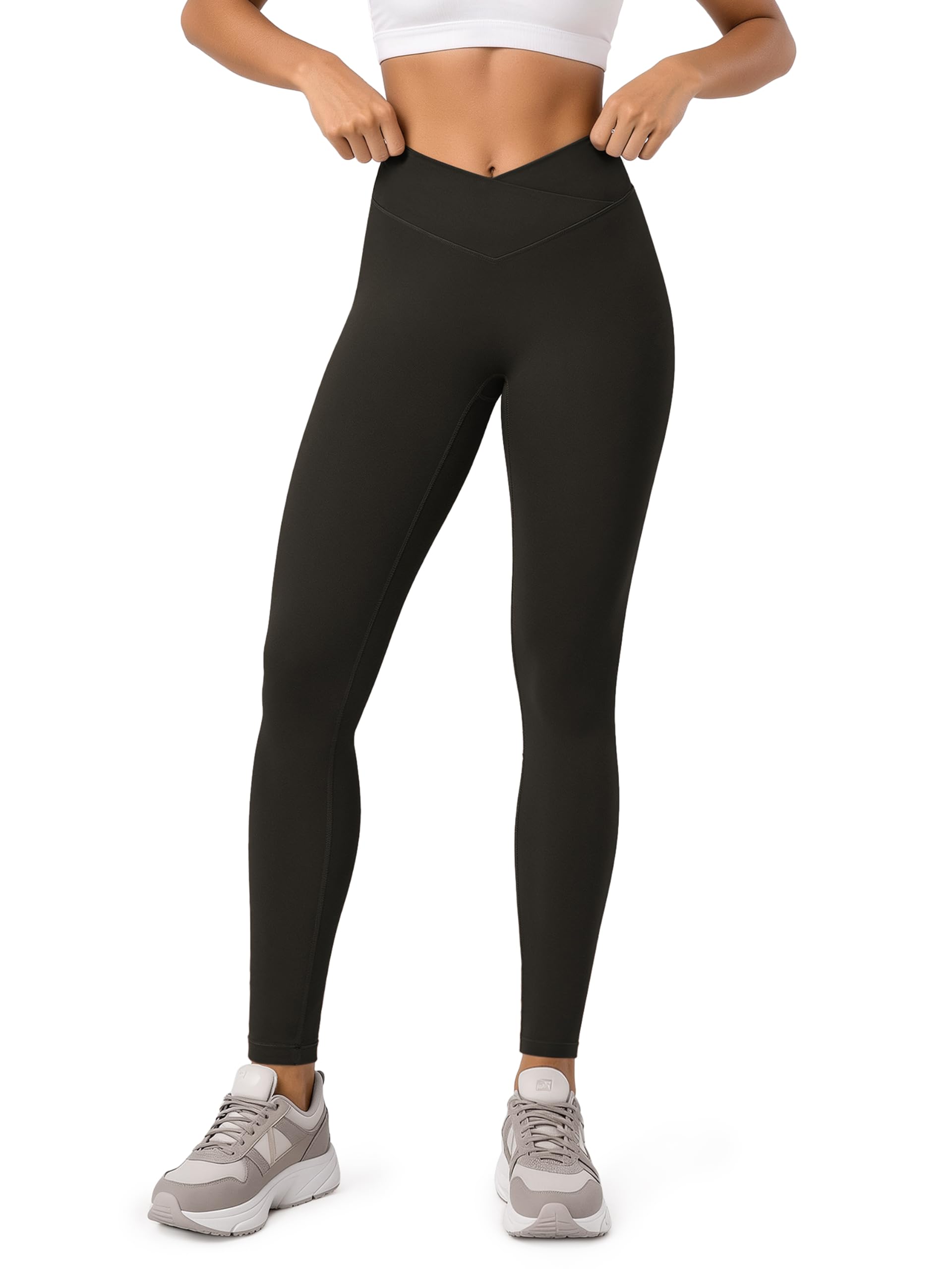 ODODOS Hidden Scrunch Butt Lifting Crossover Leggings for Women - 25" / 27" / 29" No Front Seam High Waist Yoga Pants