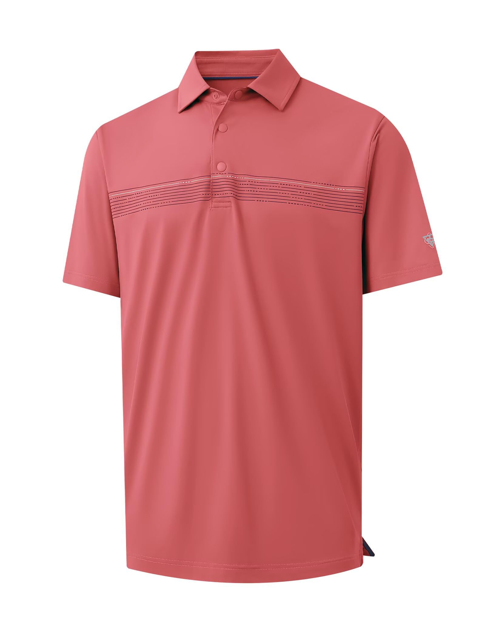 M MAELREG Mens Golf Shirts Short Sleeve Chest Print Stripe Moisture Wicking Dry Fit Casual Collared Mens Polo Shirts