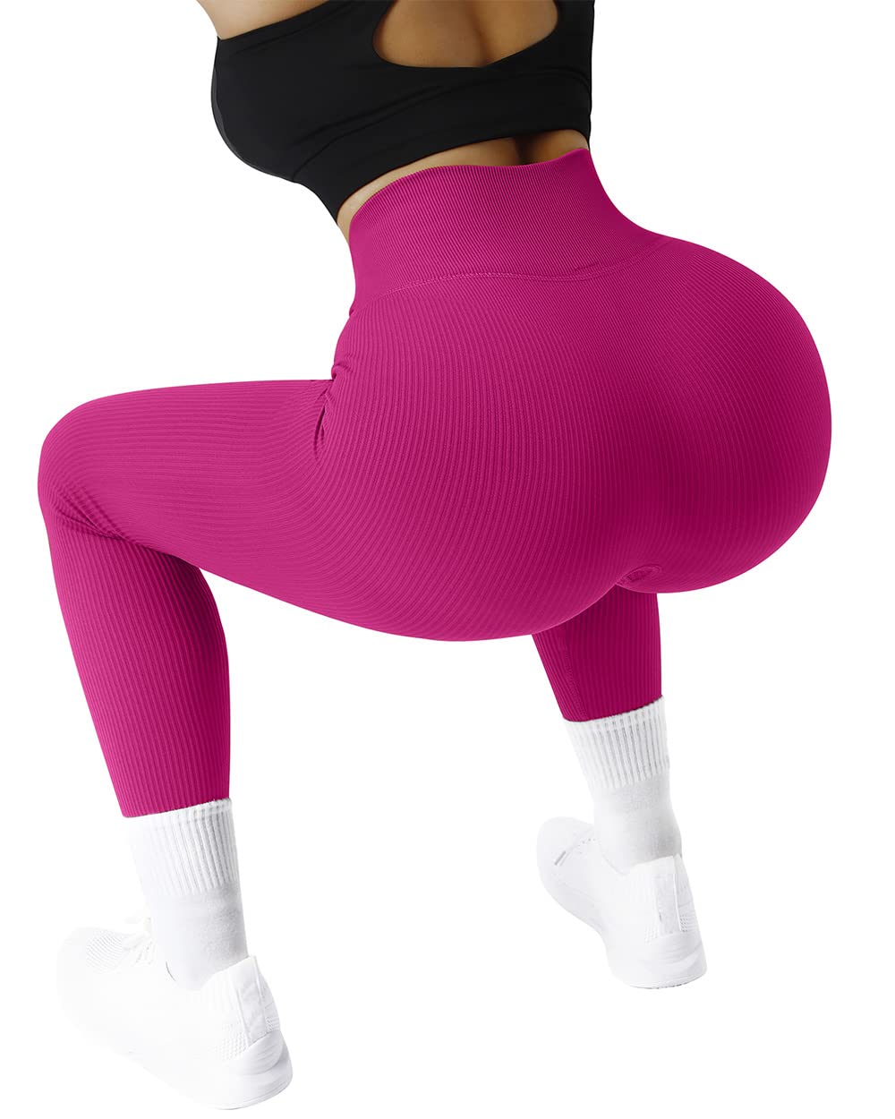 SUUKSESS Women Ribbed Seamless Leggings High Waisted Workout Gym Yoga Pants