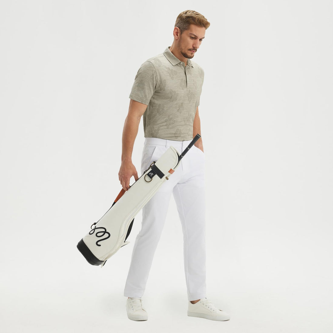 M MAELREG Short Sleeve Golf Shirts for Men Moisture Wicking Performance Lightweight Jacquard 3 Button Polo Shirts for Men