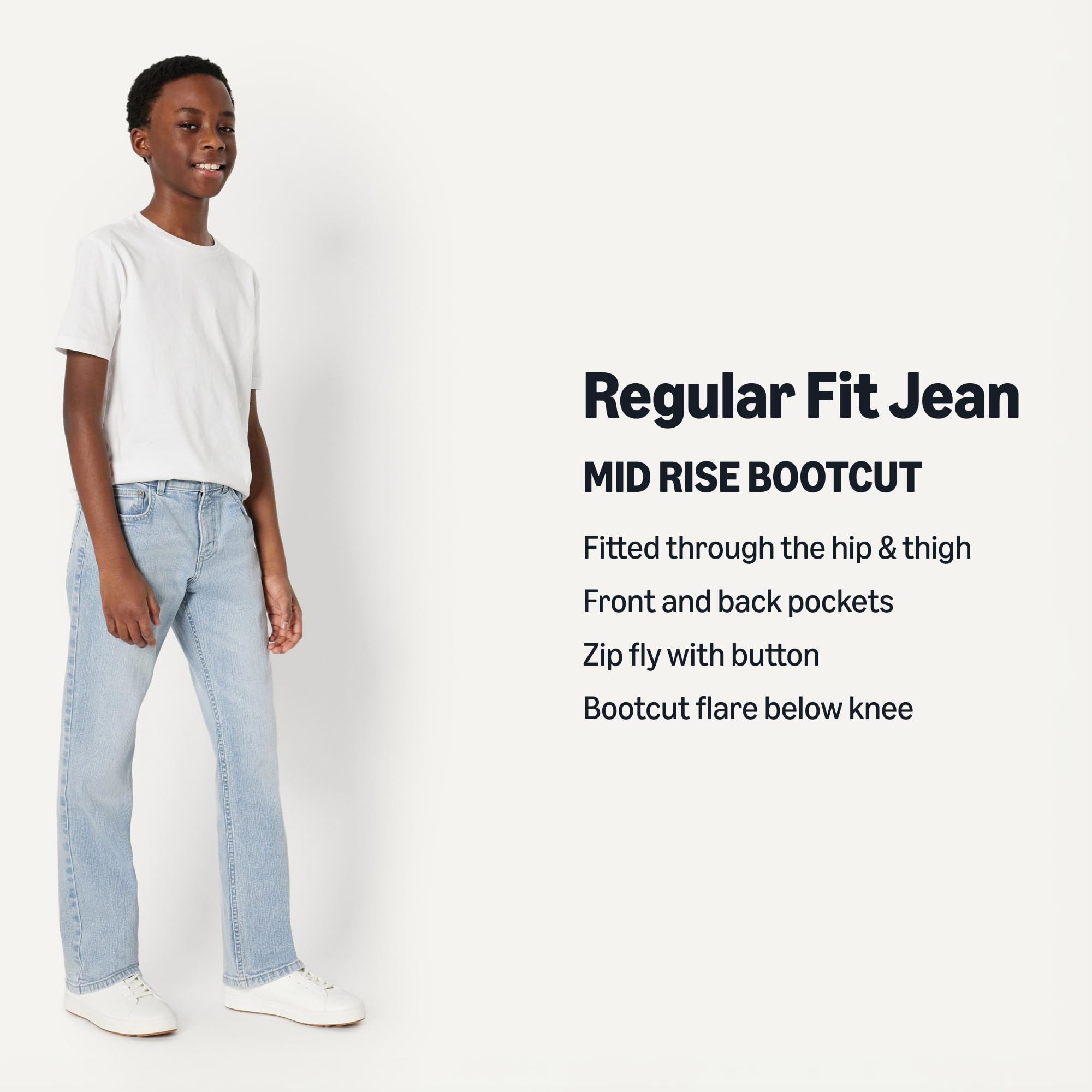 Amazon Essentials Boys' Medium Stretch Regular-Fit Bootcut Jeans