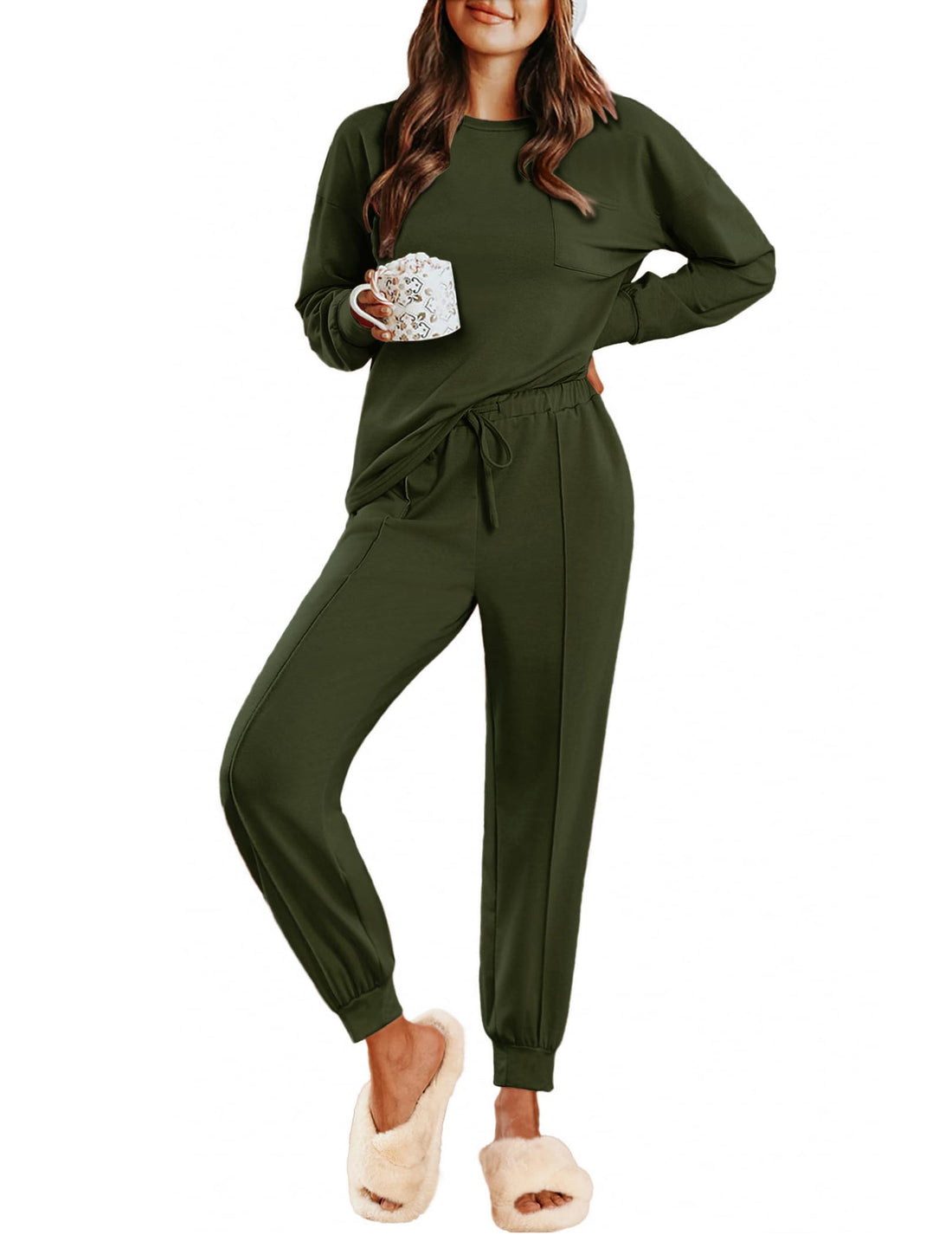Ekouaer Lounge Sets for Women 2 Piece Jogger Pants Pajamas