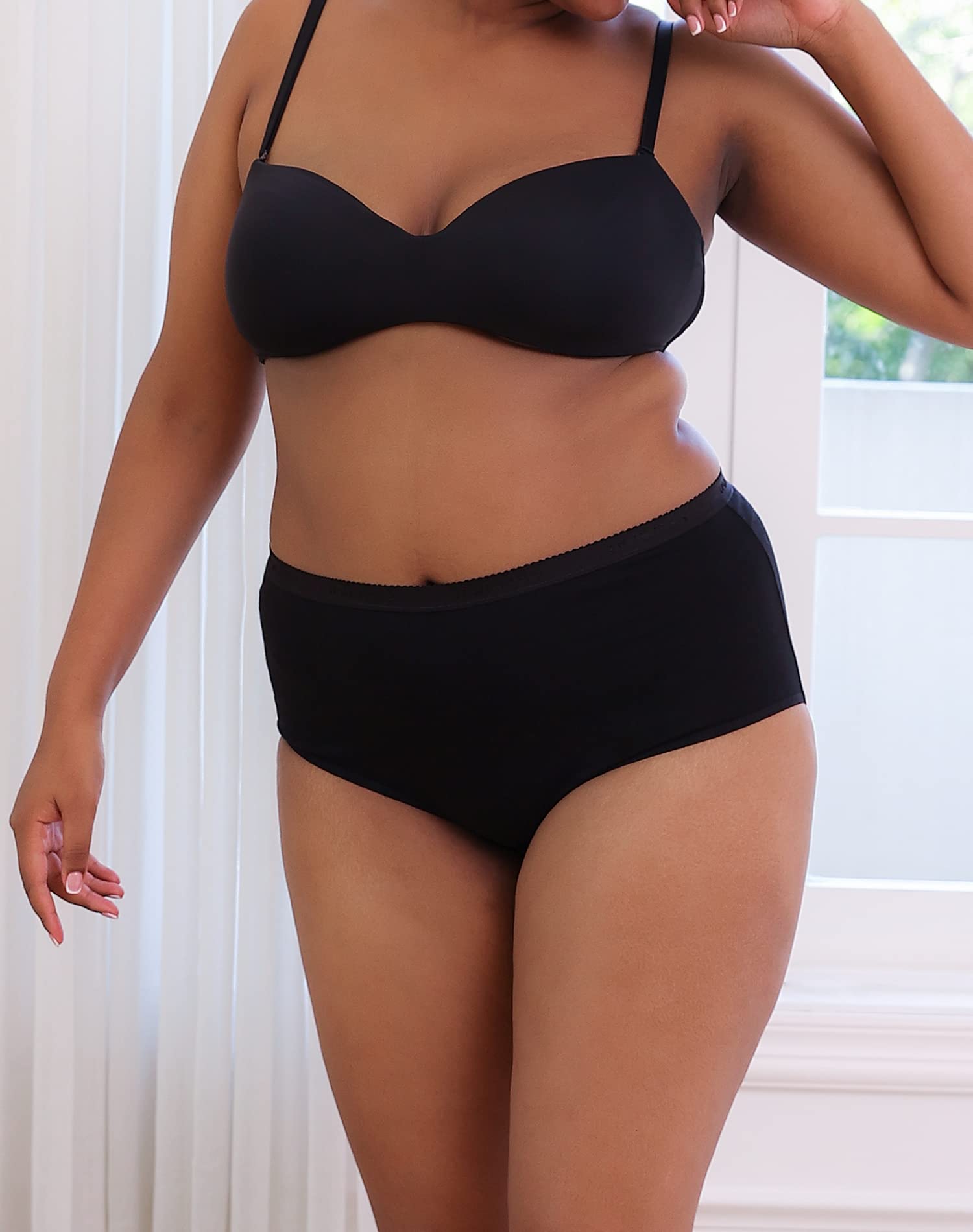 INNERSY Plus Size XL-6XL Big Curvy Woman Cotton Underwear High Waist Briefs 5-Pack