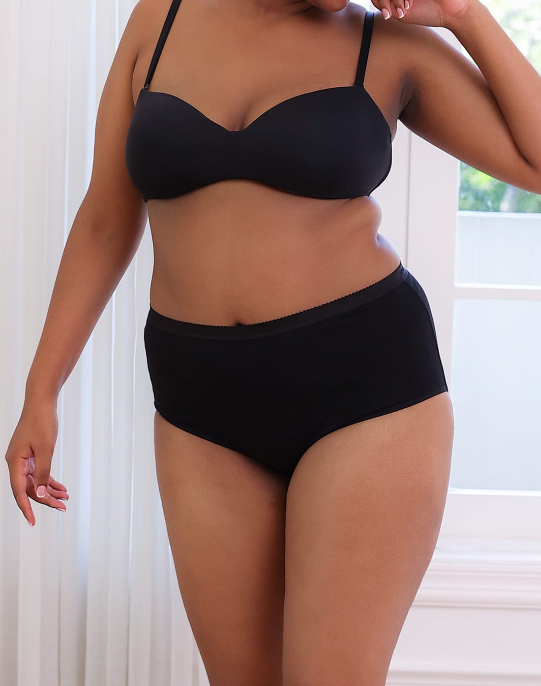 INNERSY Plus Size XL-6XL Big Curvy Woman Cotton Underwear High Waist Briefs 5-Pack