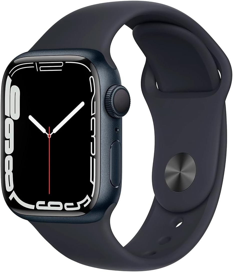Apple Watch Series 7 (GPS, 45mm) Midnight Aluminum Case with Midnight Sport Band (Renewed)