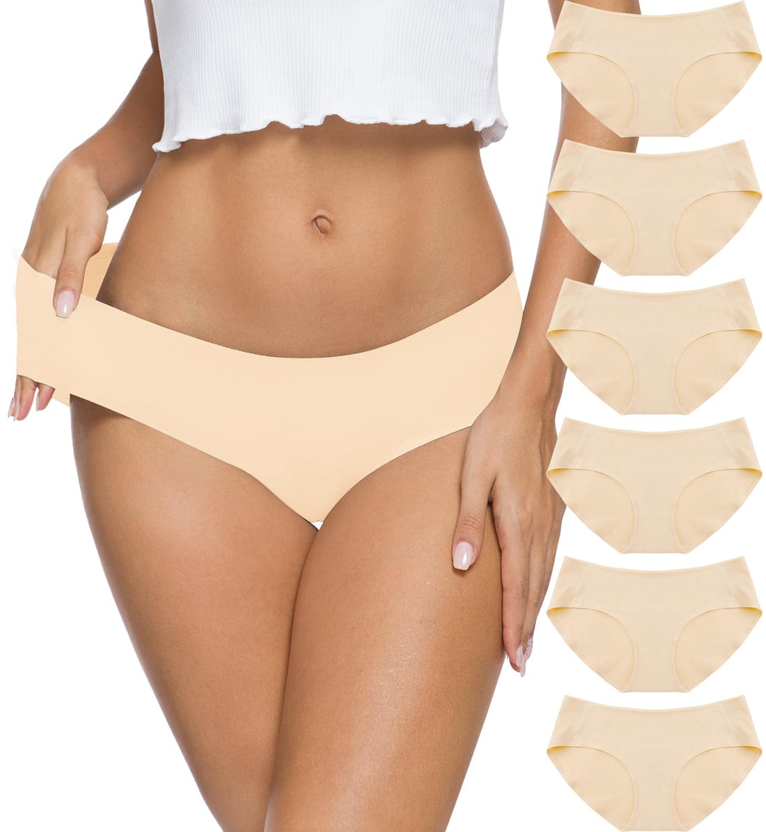 Altheanray Womens Underwear Cotton Underwear for Women Seamless Hipster Bikini Briefs Panties 6 Pack