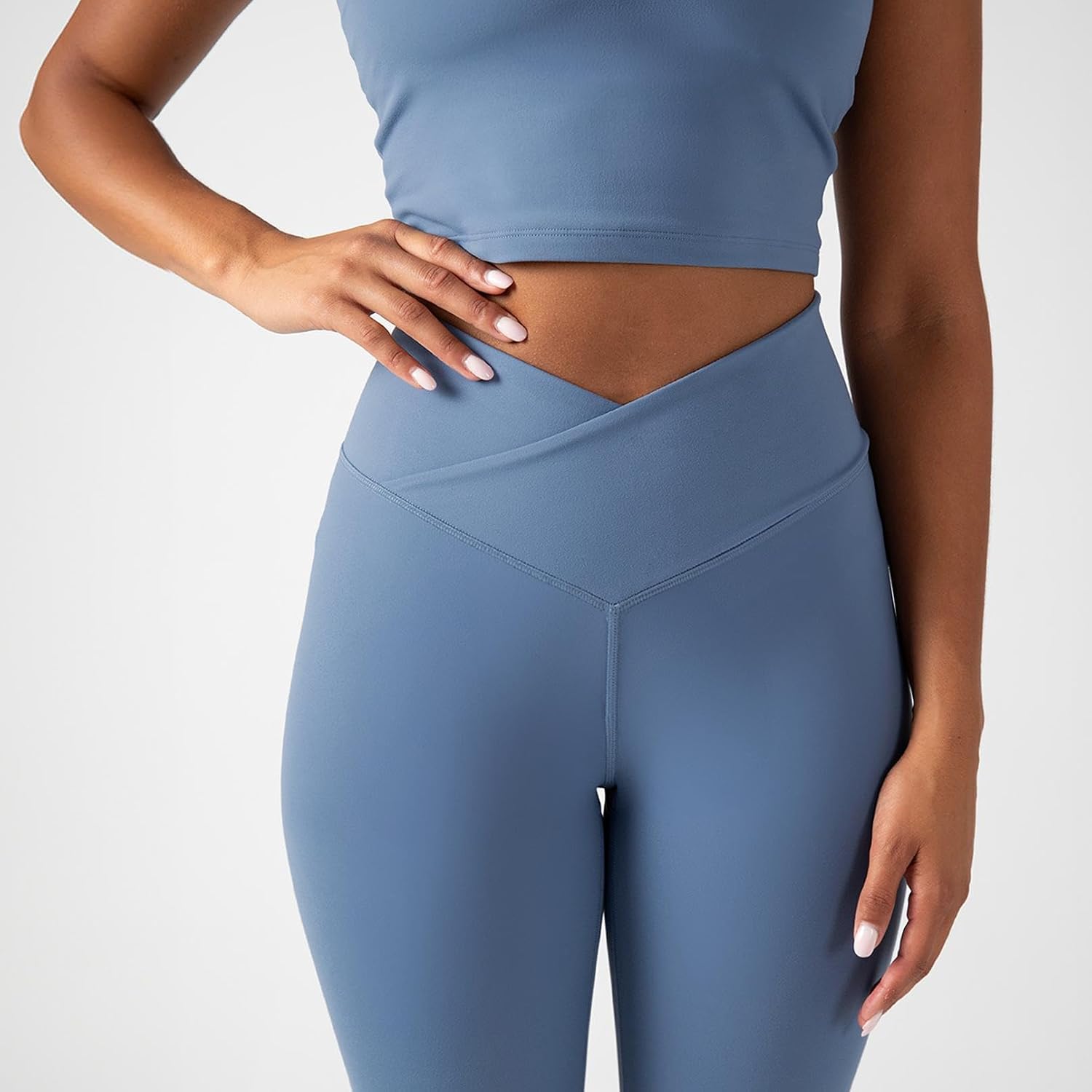 YITTY Active Women's Ultraluxe Crossover High-Waist Legging, Athleisure, 4-Way-Stretch, Elemental Blue, XXL/1X, 7/8 Length