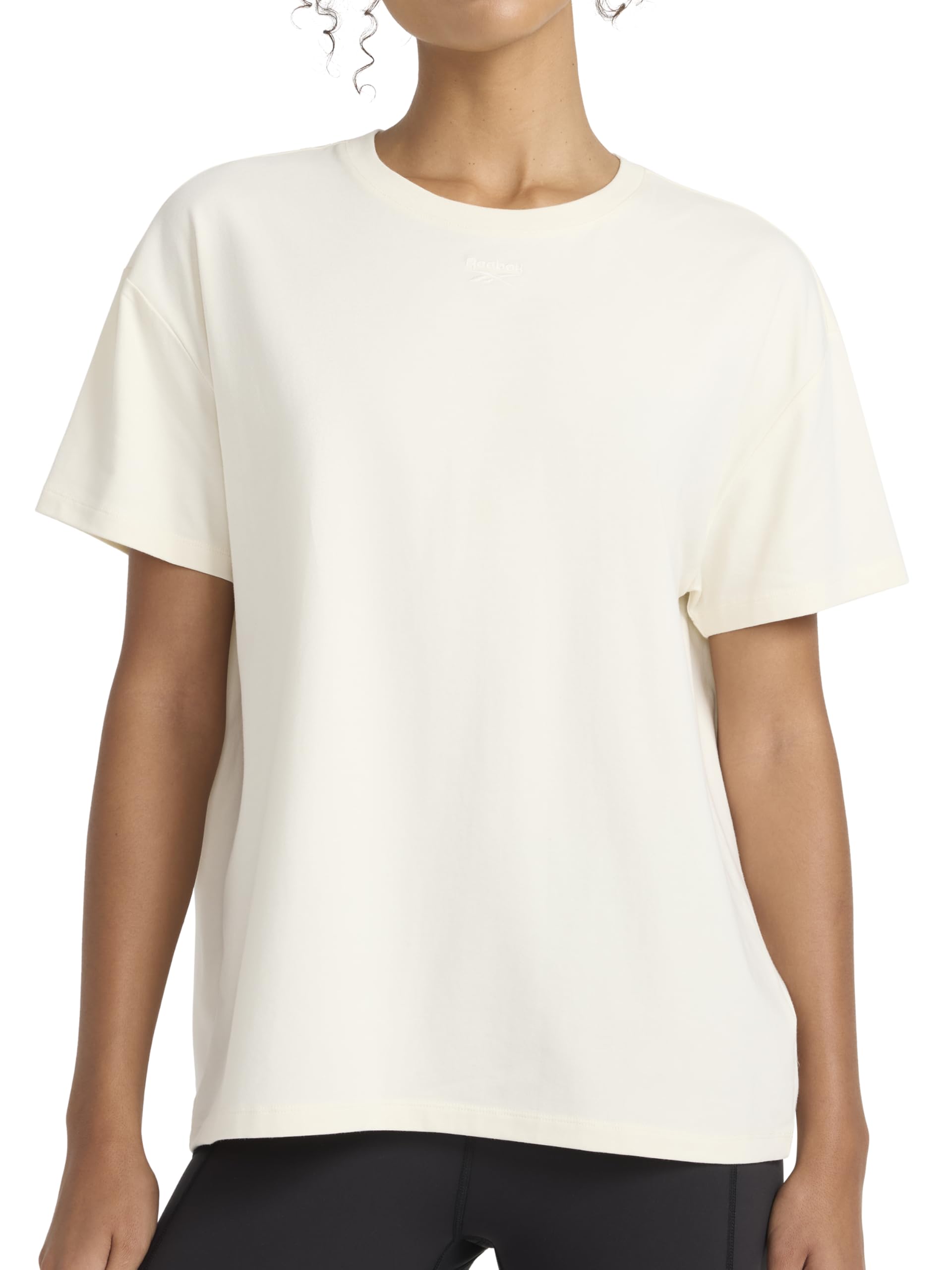 Reebok Women's Embroidery Hit Graphic Crewneck T-Shirt, Standard Fit, Lightweight Stretch Cotton Fabric
