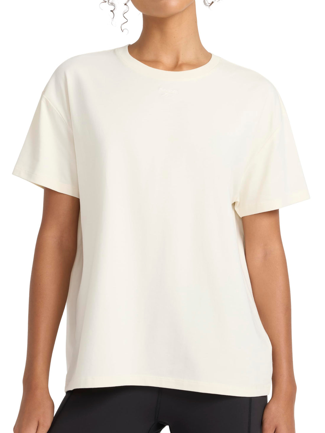 Reebok Women's Embroidery Hit Graphic Crewneck T-Shirt, Standard Fit, Lightweight Stretch Cotton Fabric