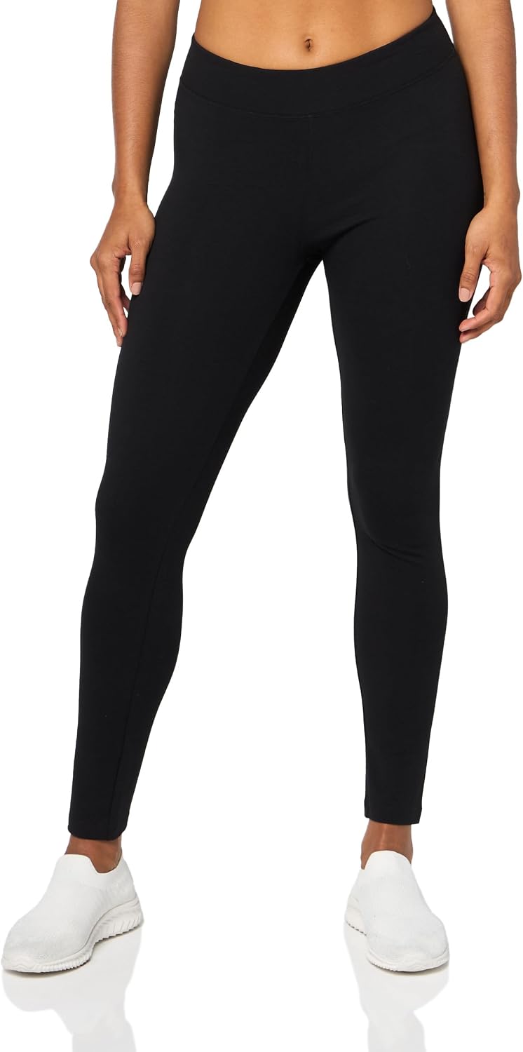 L'eggs Casual Women's Cotton Leggings for All Day Wear, Premium Blend, Stretchy Comfort Waistband, Black