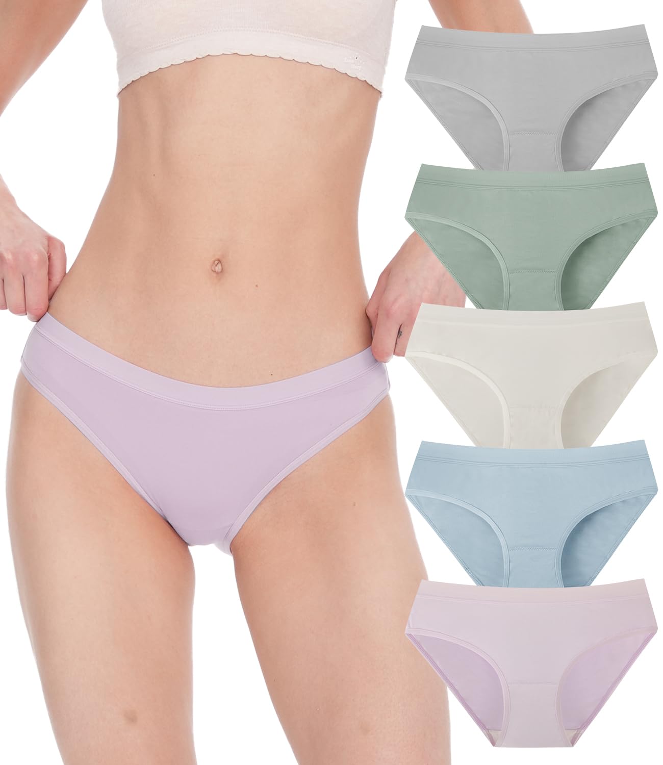 BAMBOO COOL Womens Underwear Bikini Underpants Hipster Ladies Panties Soft Stretch Breathable Panties for Women, 5-Pack