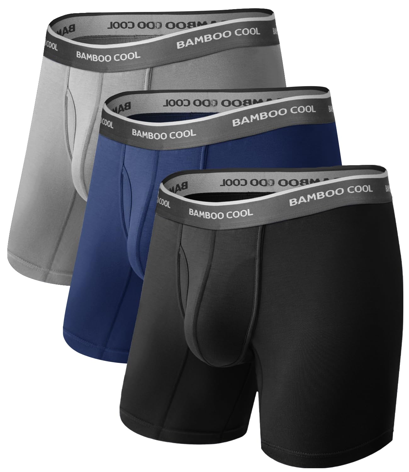 BAMBOO COOL Ultra Soft Mens Underwear Boxer Briefs 6-Pack | Bamboo Fabric‌,No Ride Up,More Breathable Than Cotton
