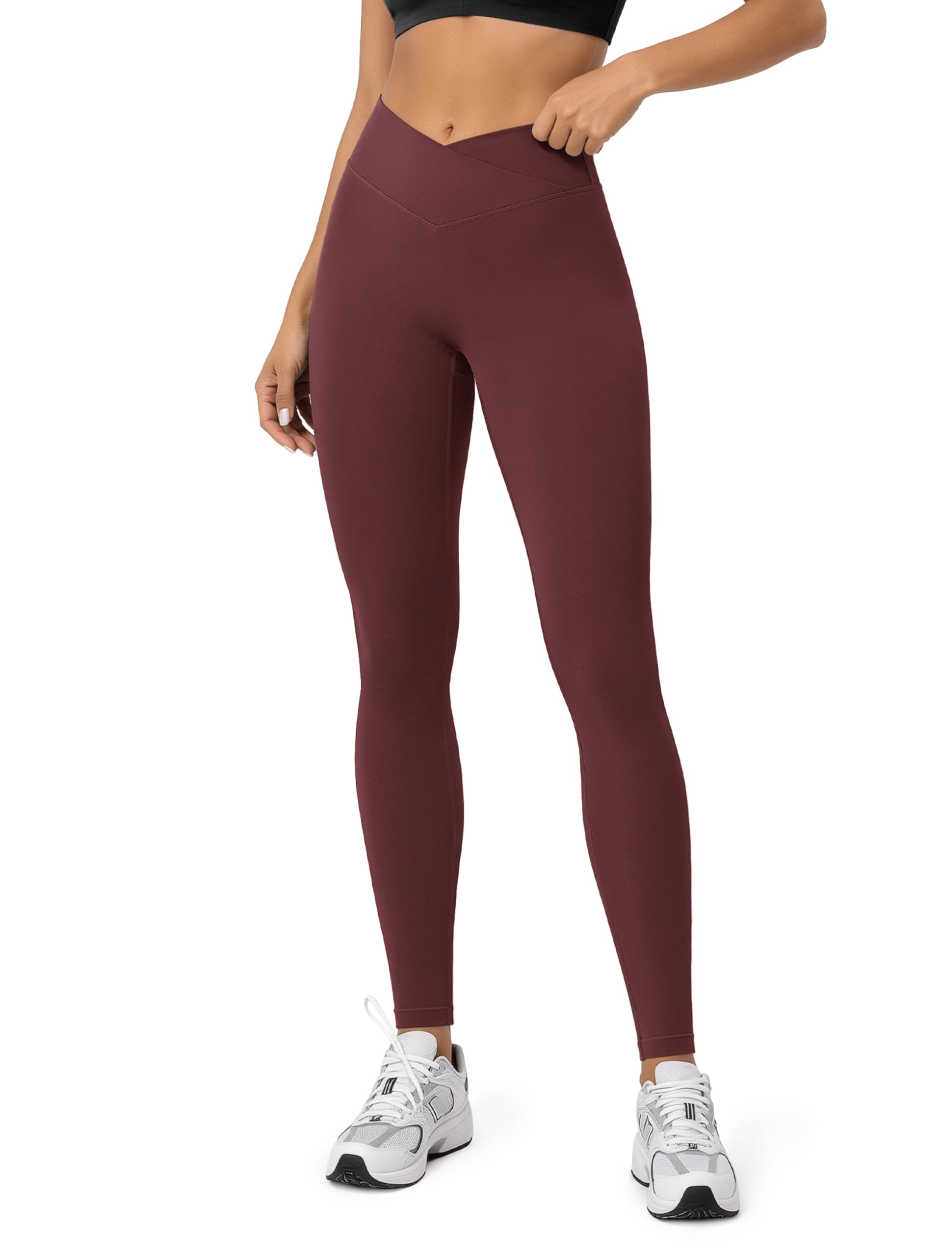ODODOS Hidden Scrunch Butt Lifting Crossover Leggings for Women - 25" / 27" / 29" No Front Seam High Waist Yoga Pants