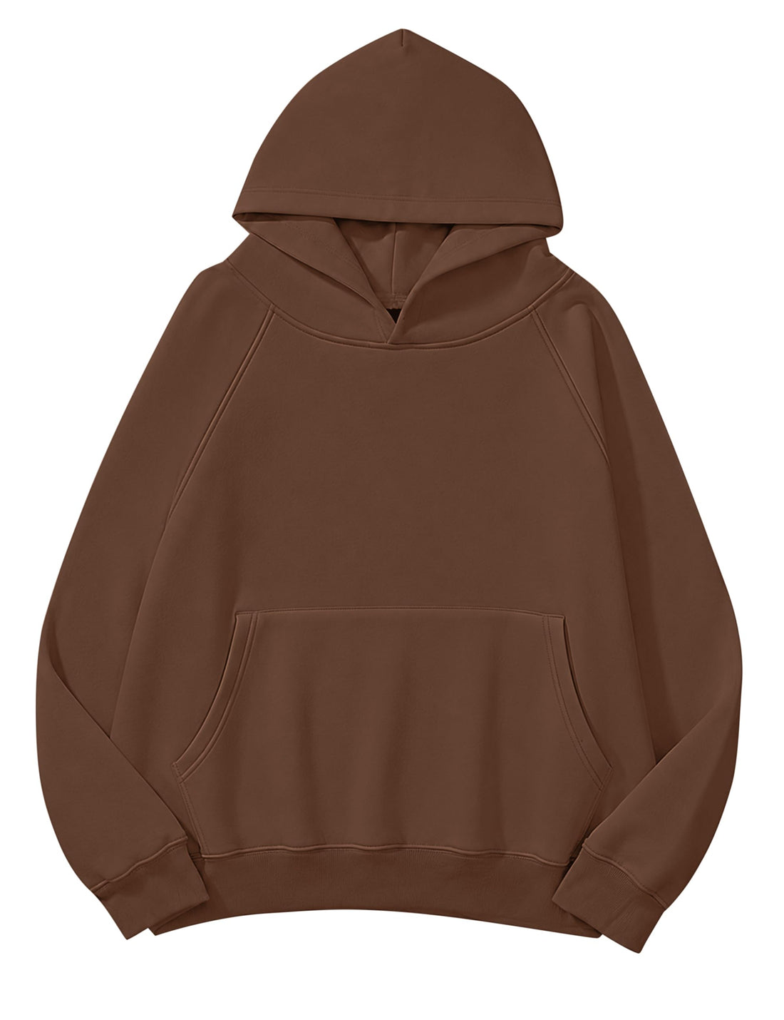 Lauweion Women Solid Basic Fleece Letter Loose Hoodie Sweatshirt Long Sleeve Kangaroo Pocket Drop Shoulder Pullovers Top