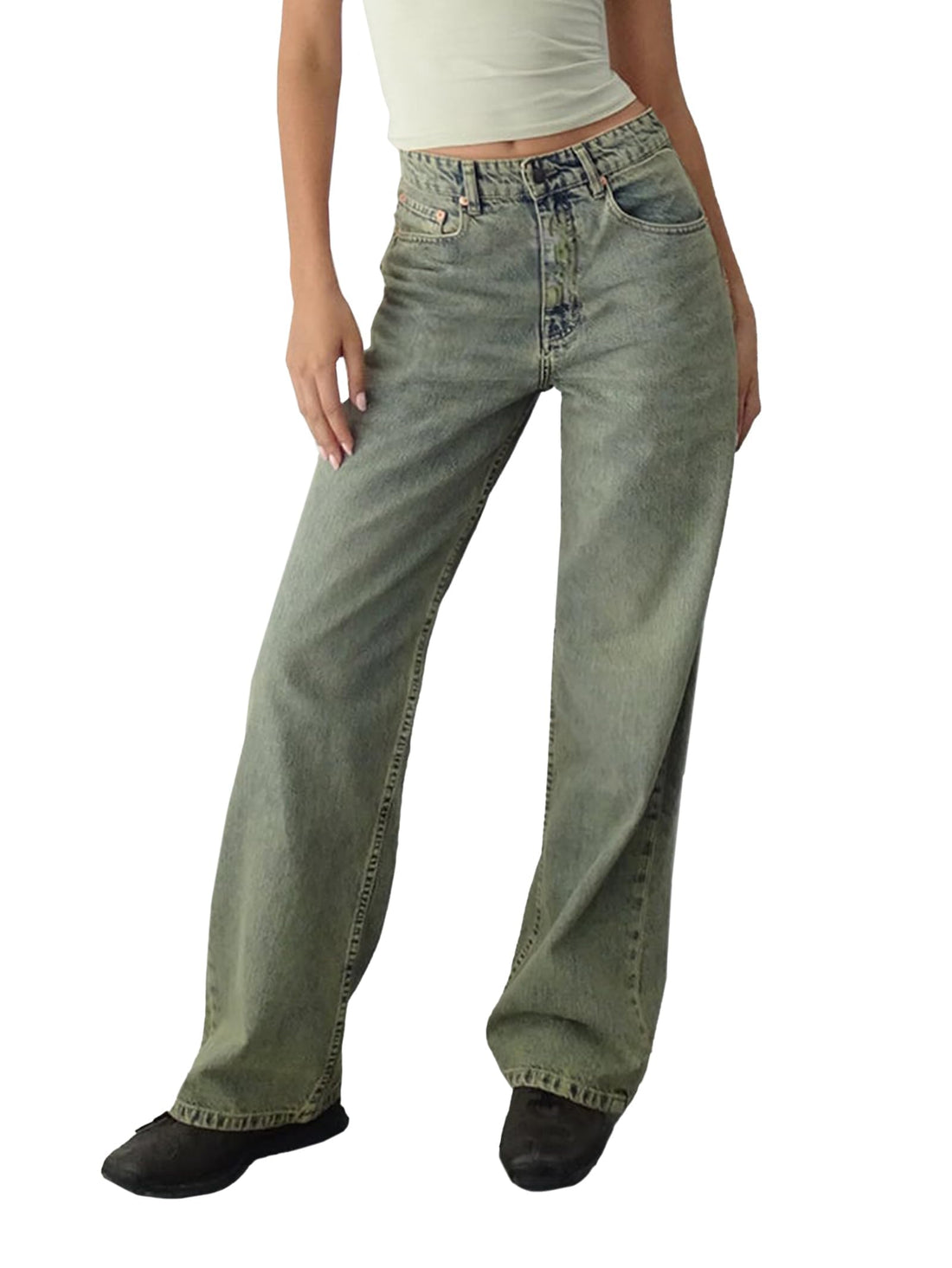 EMMIOL Women Baggy Jeans High Waist Boyfriend Streetwear Vintage Jeans Wide Leg Denim Pants