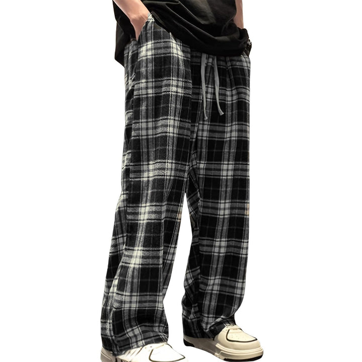Cambkatl Men's Flannel Plaid Pajamas Pants Elastic Waist Loose Lounge Pj Bottoms Checkered Sleepwear with Pockets