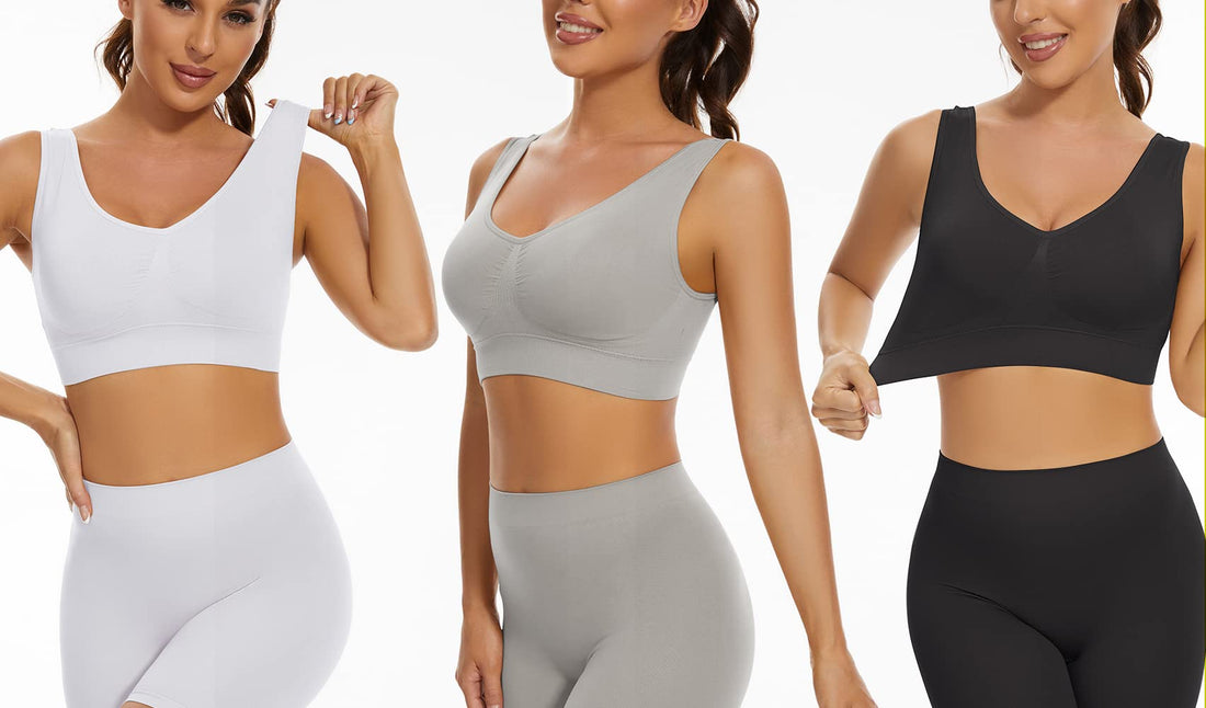 Lemef 3-Pack Seamless Sports Bra Wirefree Yoga Bra with Removable Pads for Women