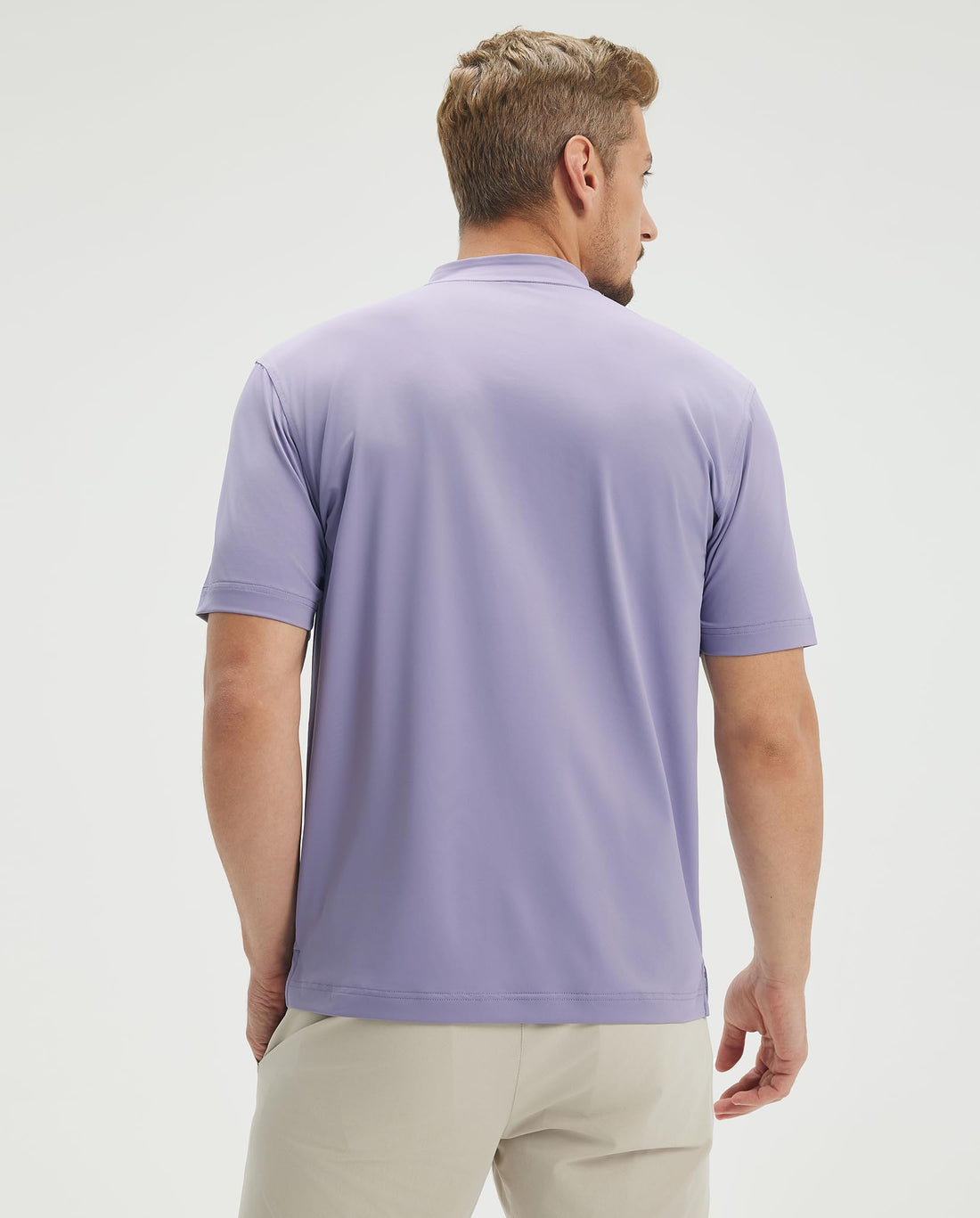 M MAELREG Mens Golf Shirts Collarless Performance Dry Fit Moisture Wicking Casual Solid Short Sleeve Henley Shirts for Men