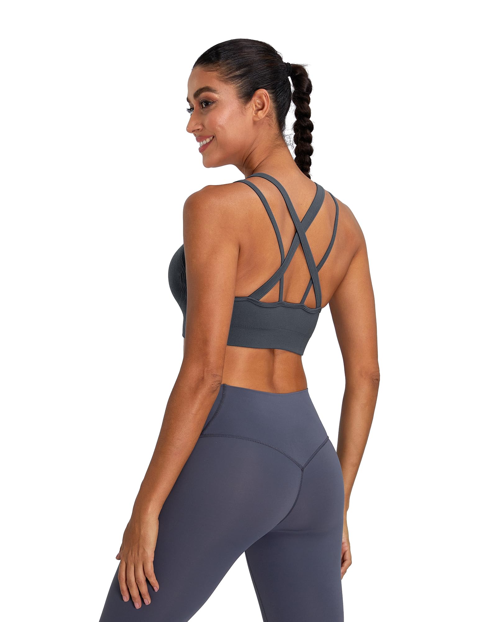Sports Bras for Women HIigh Support, Criss-Cross Back Padded Strappy High Impact Sports Bras for Women Large Bust