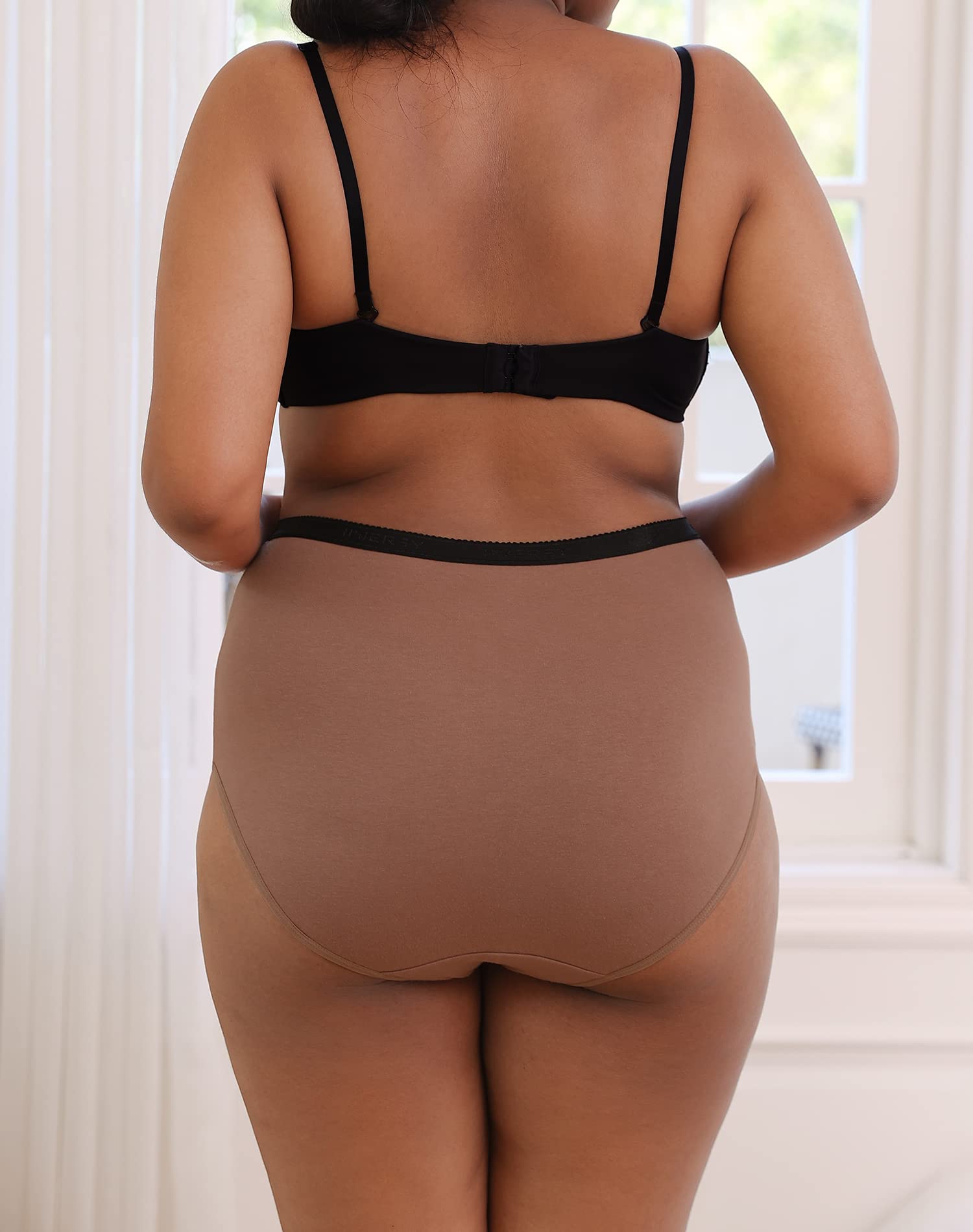 INNERSY Plus Size XL-6XL Big Curvy Woman Cotton Underwear High Waist Briefs 5-Pack