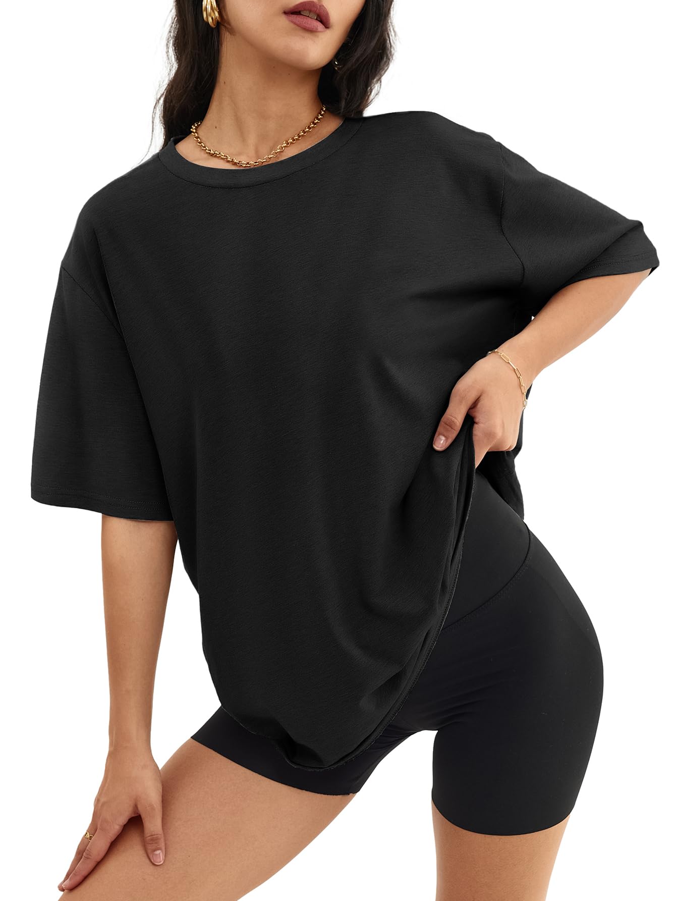 ATHMILE Womens Oversized T Shirts Casual Tee Workout Tops Gym Clothes Summer Loose Fit Short Sleeve Graphics Basic Y2K 2026