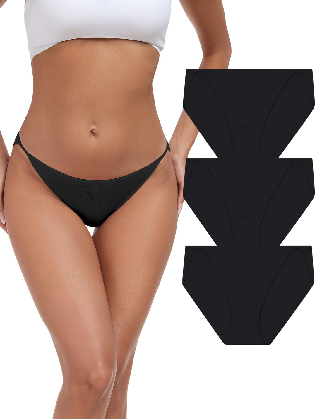 ANLIQI Women’s High Cut String Bikini Underwear Soft Modal Low Rise No Show Panties Plus Size Bikini Panties Multi Pack