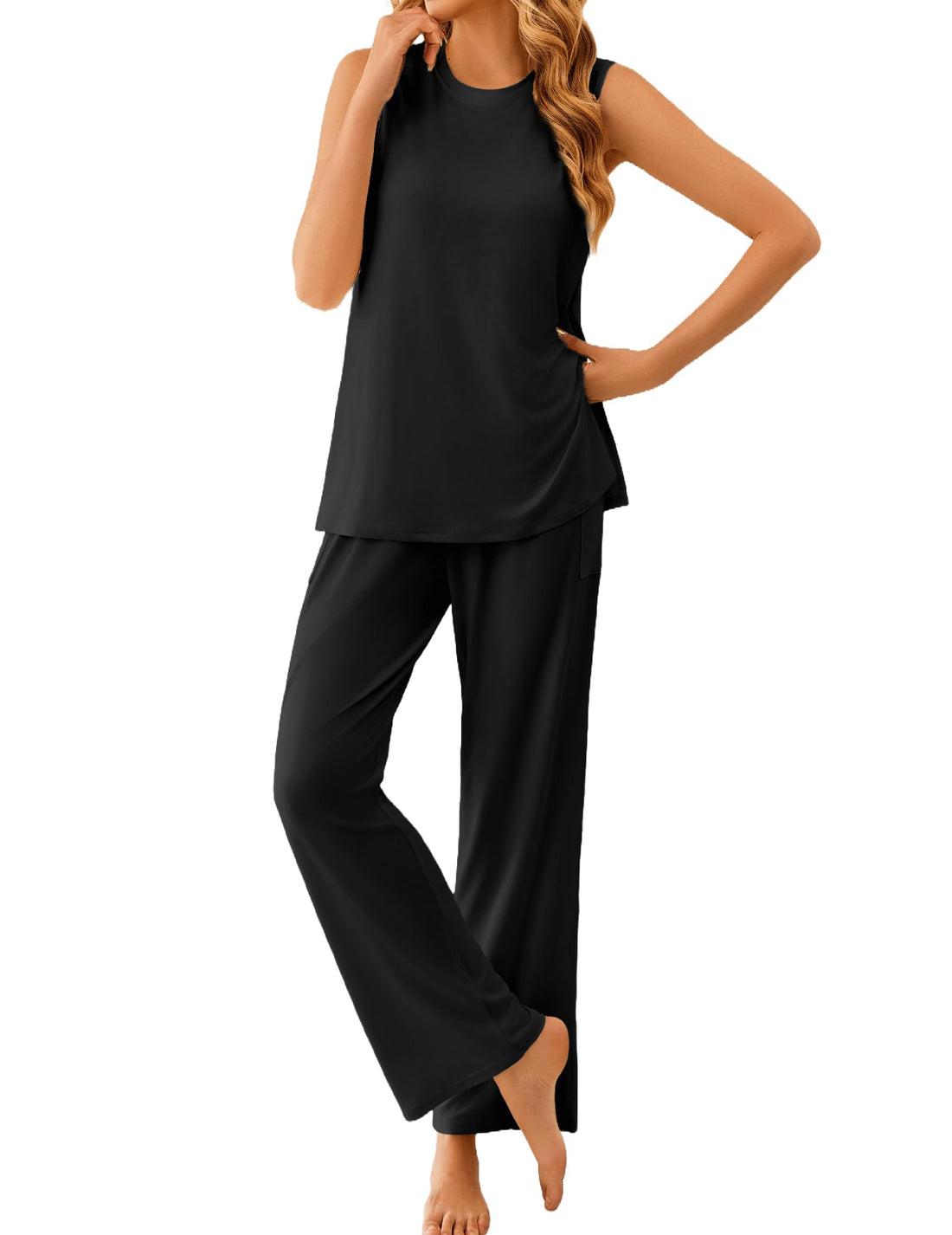 Ekouaer Pajamas for Women Set Sleeveless Lounge Set Tank Top Long Pants Pjs