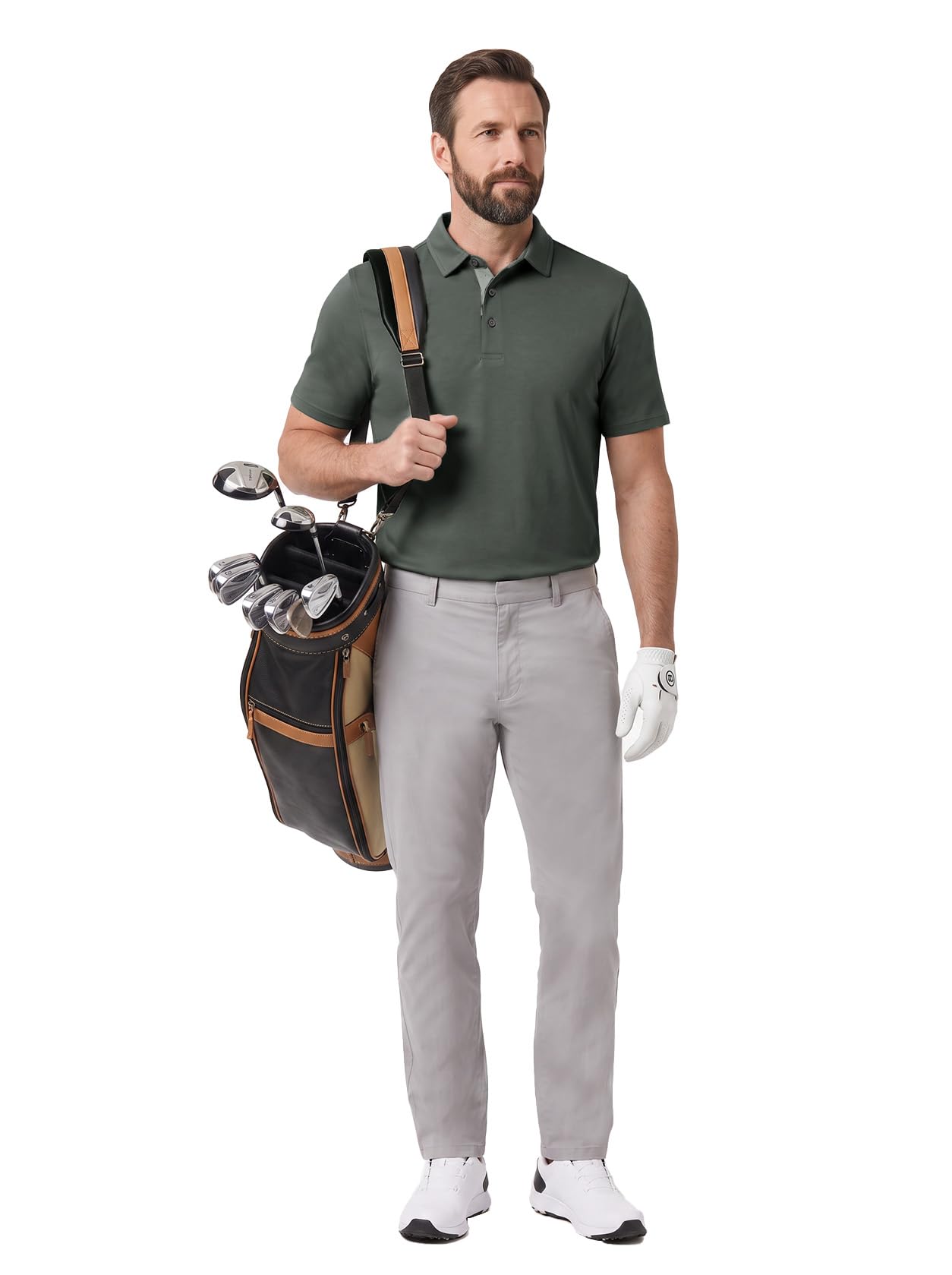 M MAELREG Mens Golf Shirt Short Sleeve Moisture Wicking Slim Fit Performance Casual Roma Knit Golf Polo Shirts for Men