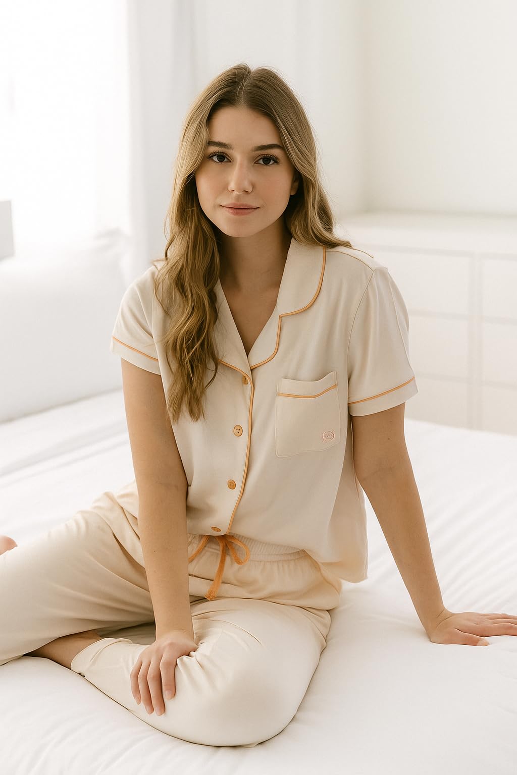 BORN Pajamas for Women Set Button Down
