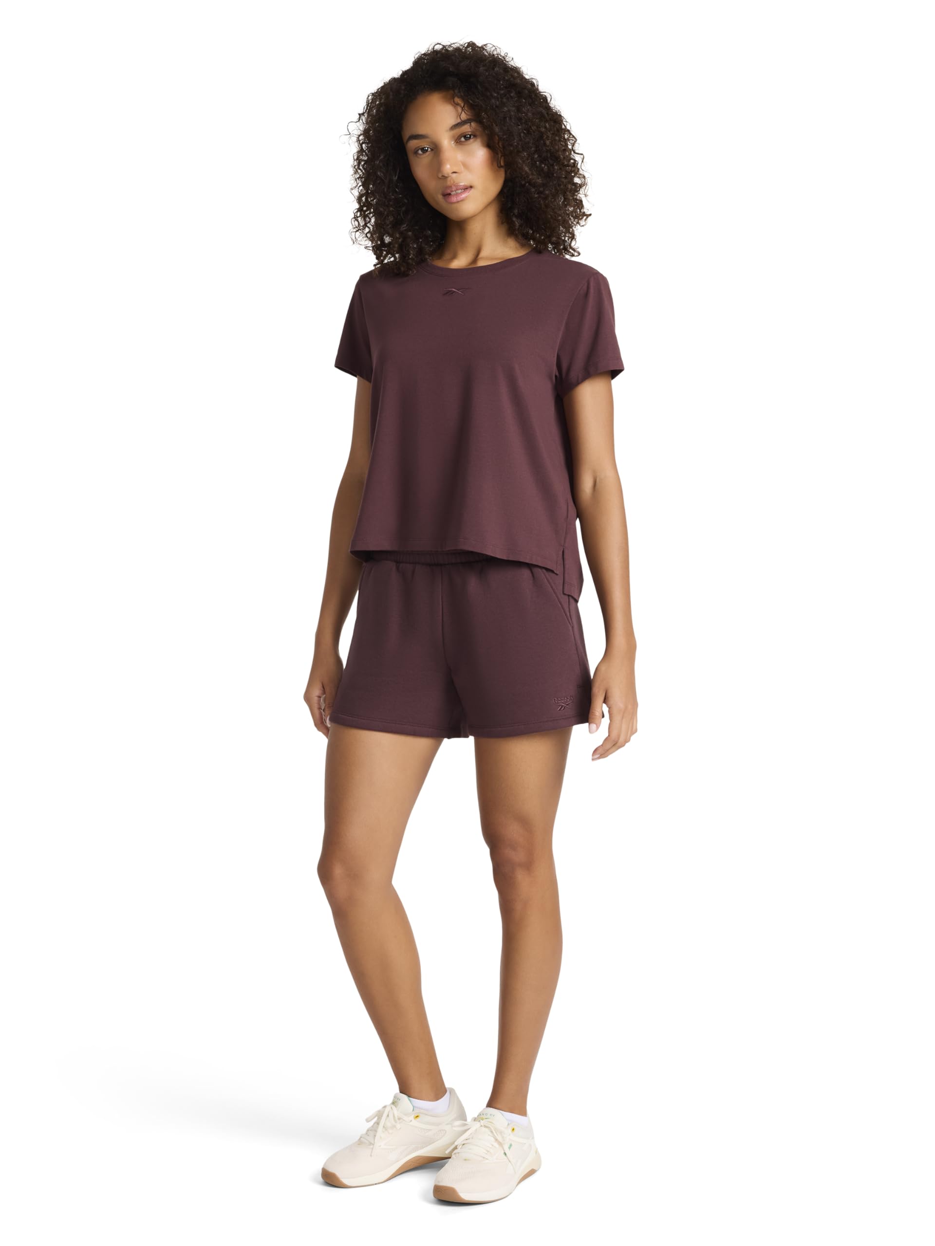 Reebok Women's Embroidery Hit Graphic Crewneck T-Shirt, Standard Fit, Lightweight Stretch Cotton Fabric