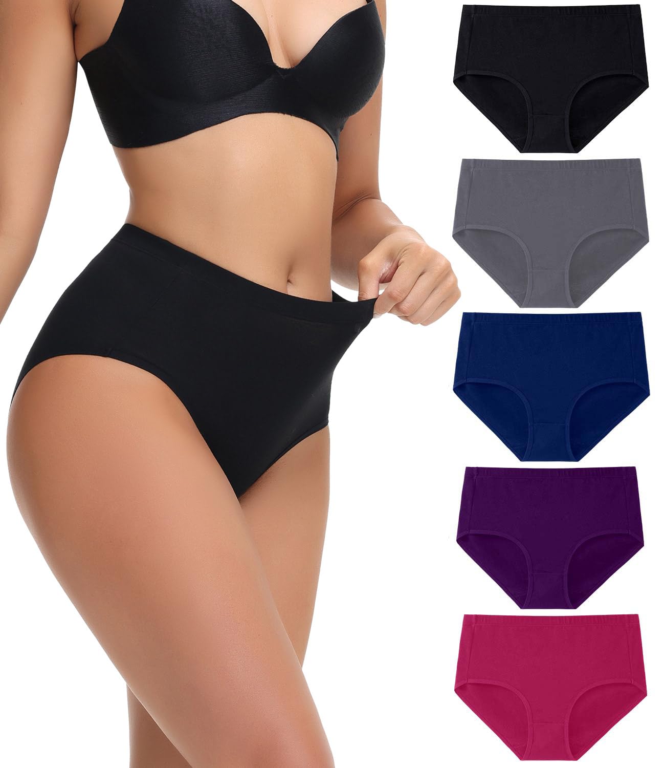 wirarpa Women's Cotton Underwear Full Coverage Cotton Briefs 5 Pack