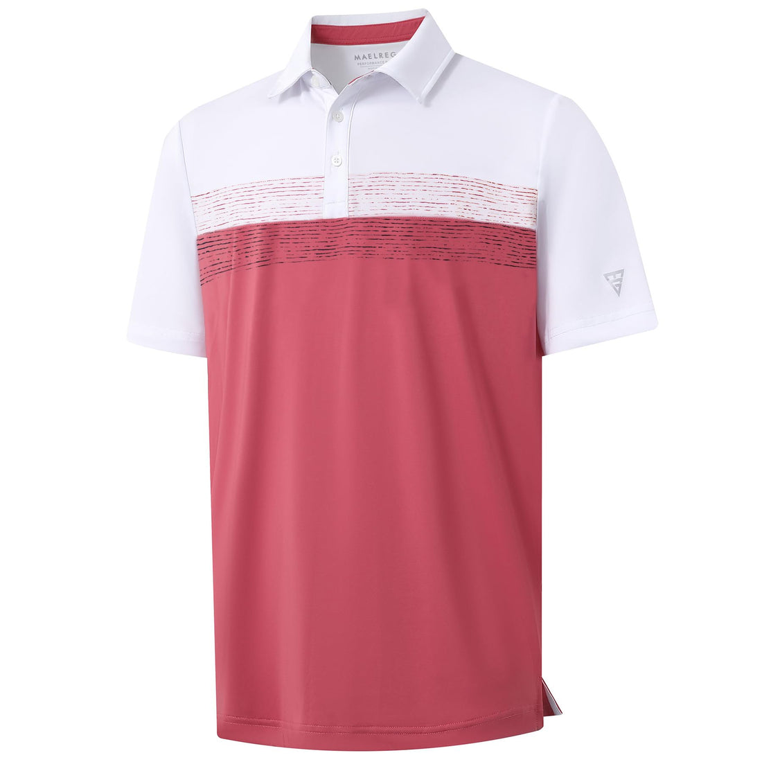 M MAELREG Golf Shirts for Men Dry Fit Performance Chest Print Color Block Moisture Wicking Casual Short Sleeve Polo Shirts