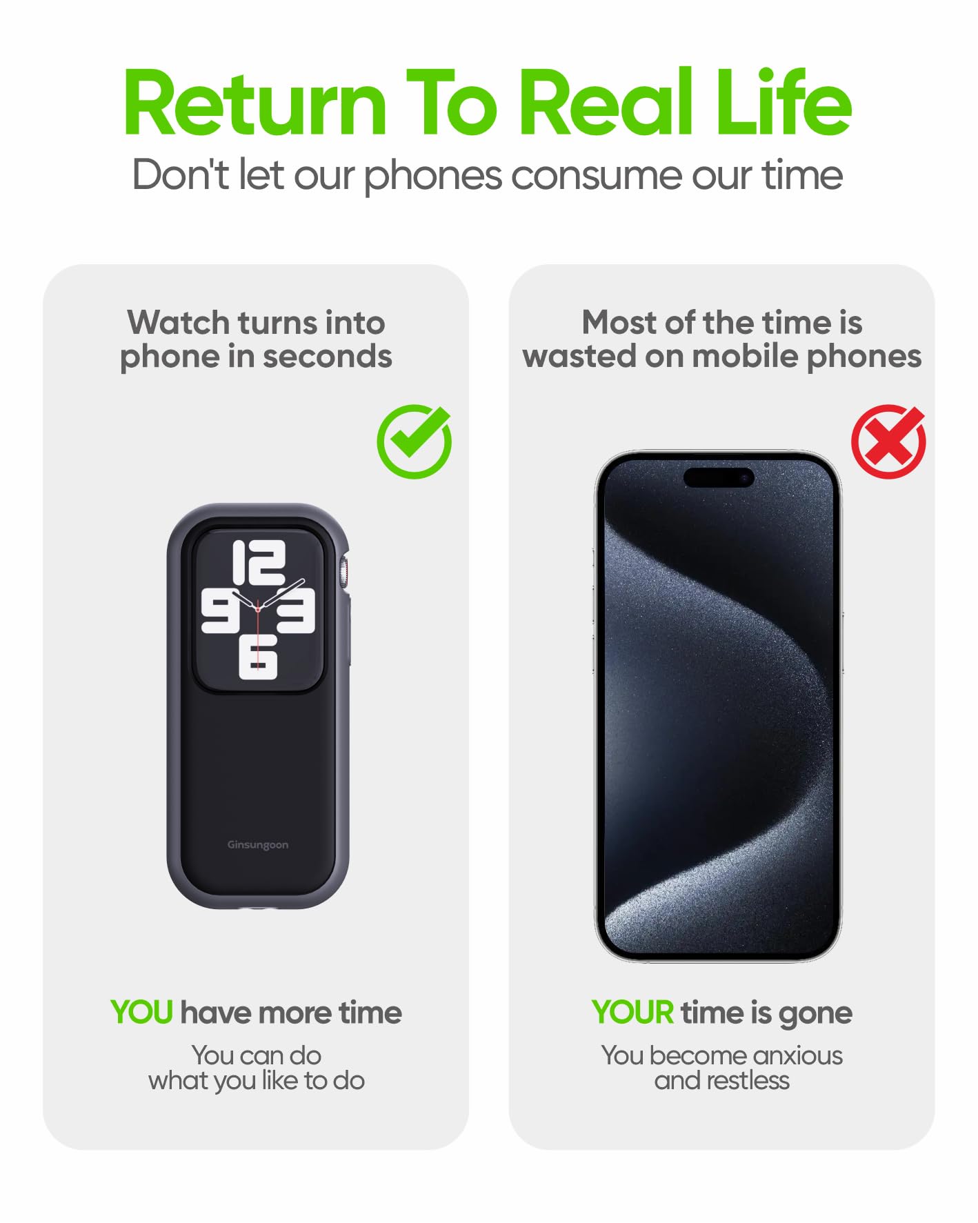 Compatible with Apple Watch Case Ultra 3/Ultra 2/Ultra 49mm- Turn Your Apple Watch into a Smartphone Replacement & Reduce Mobile Phone Dependency (iWatch Not Included)