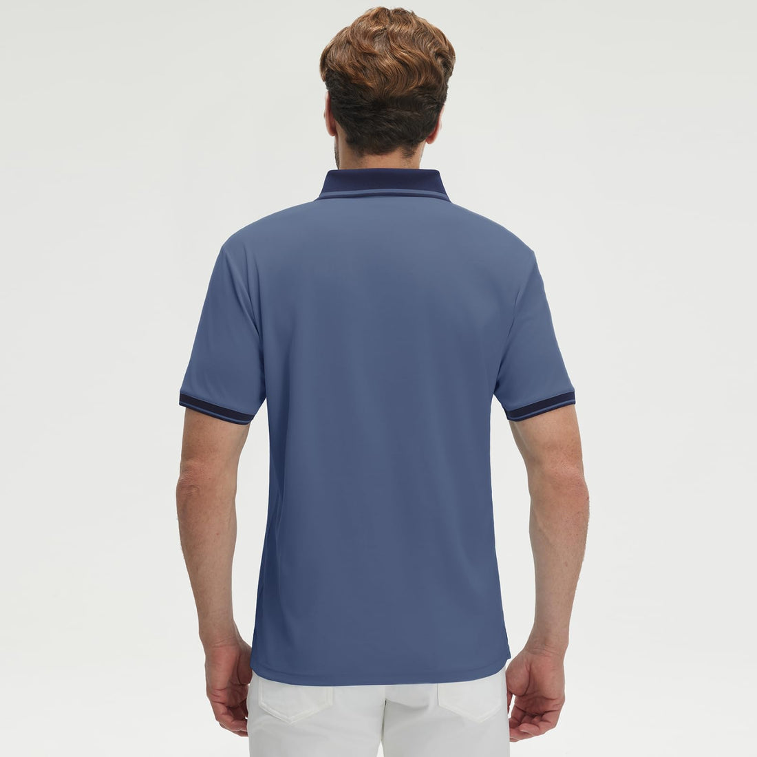 M MAELREG Golf Shirts for Men Short Sleeve with Contrast Collar & Cuffs Performance Dry Fit Stretch Solid Casual Polo Shirts