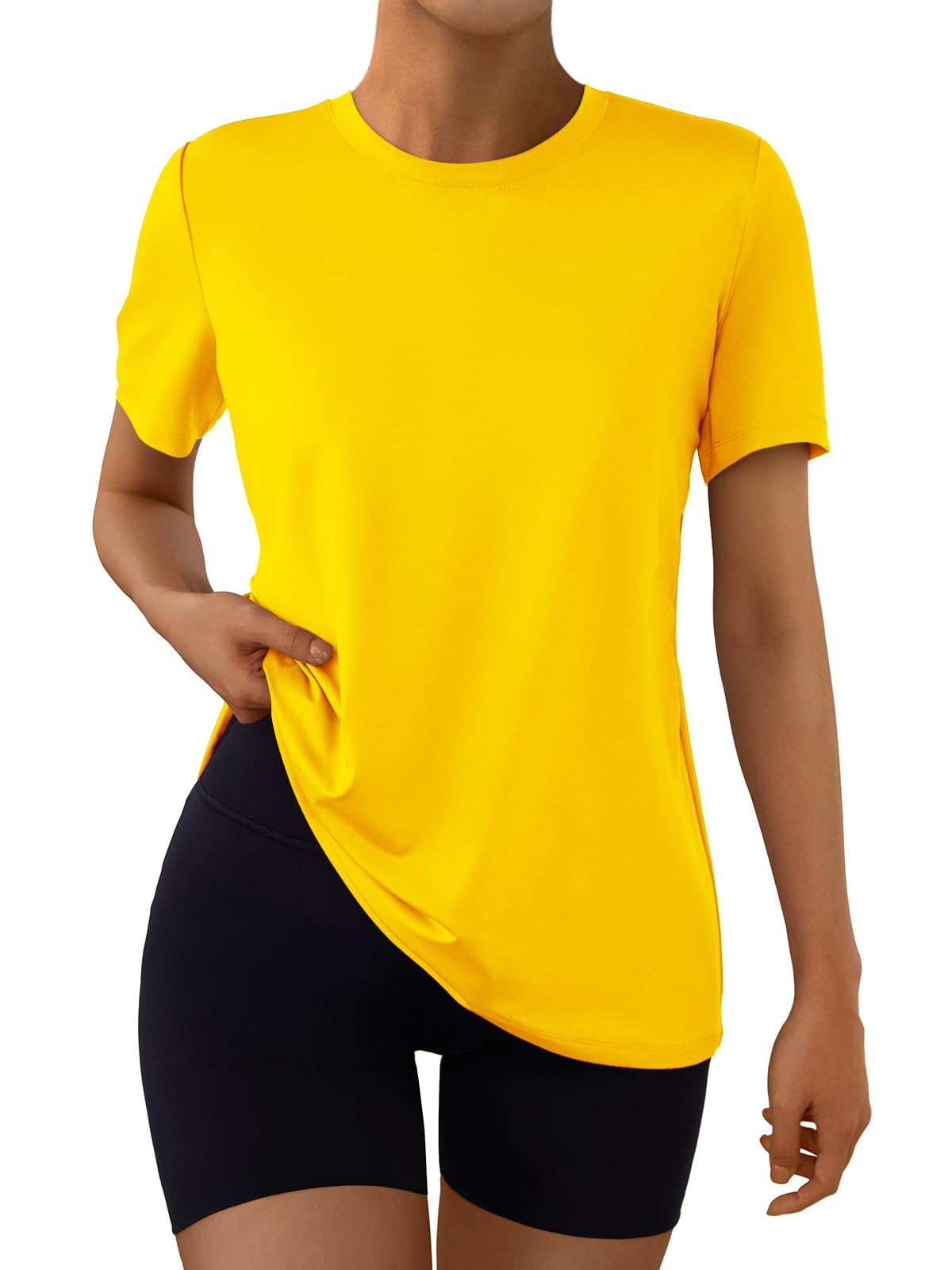 AUTOMET Women's Workout Shirts Short Sleeve Tops for Running Hiking Gym Athletic