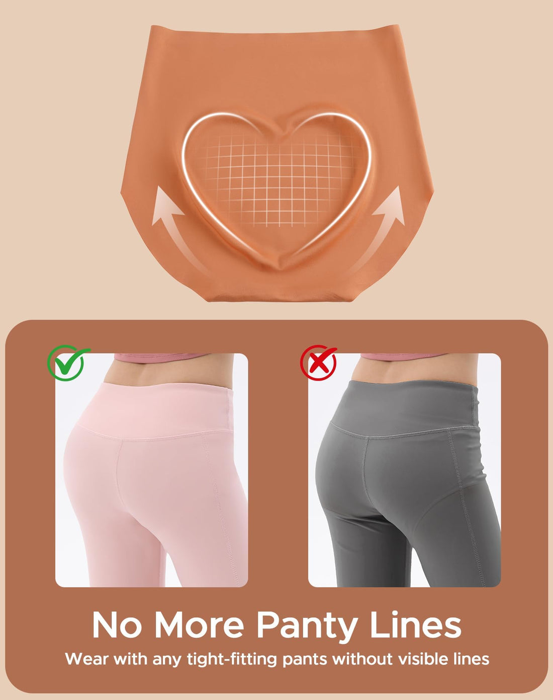 INNERSY Women's High Waist Seamless Underwear No Show Panties Full Coverage Briefs 3-Pack